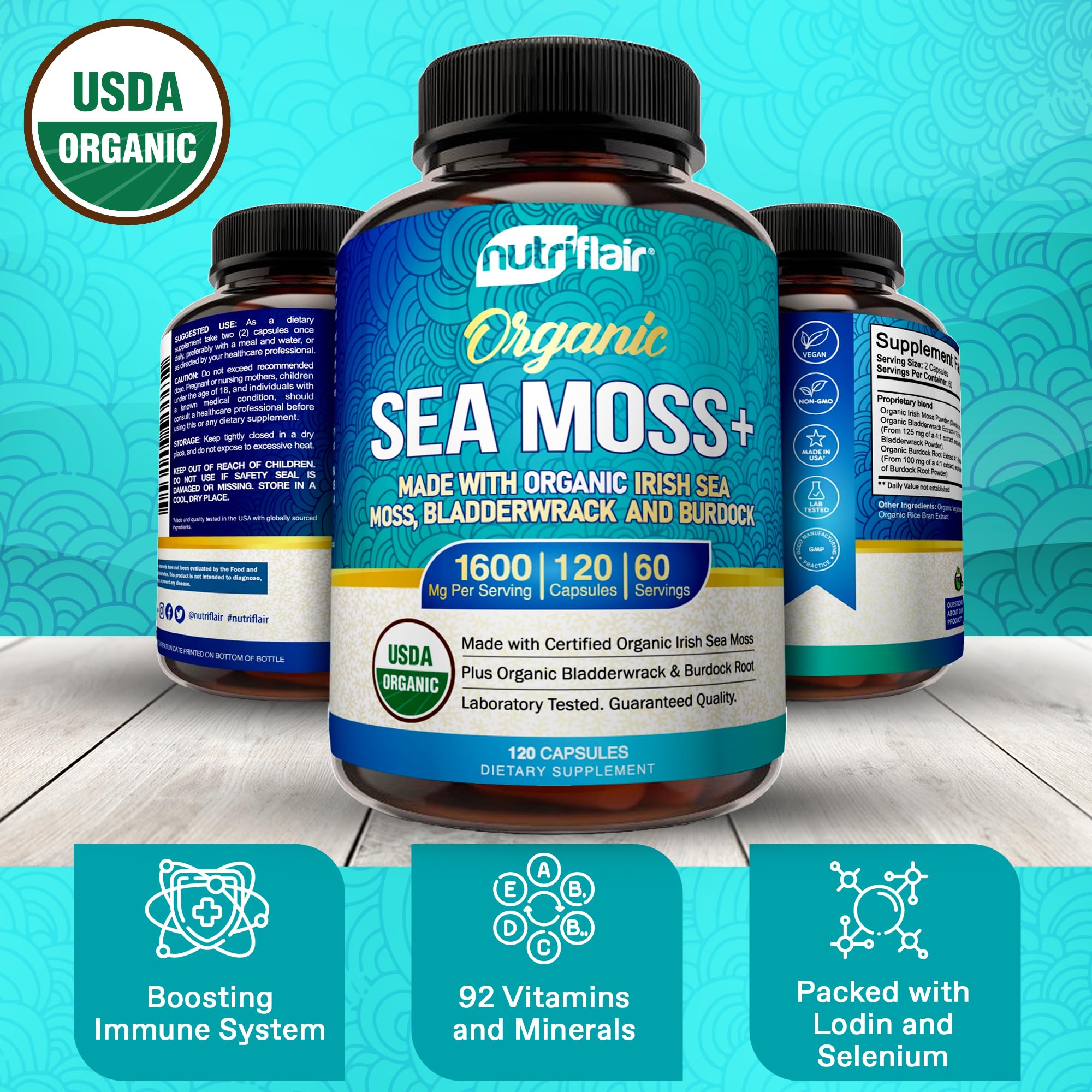 NutriFlair Sea Moss Capsules size comparison