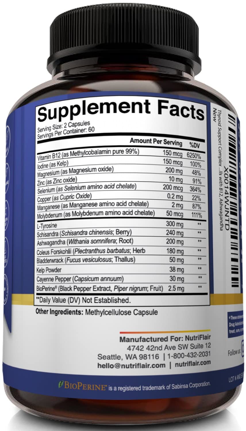 NutriFlair Thyroid Support Supplement packaging details