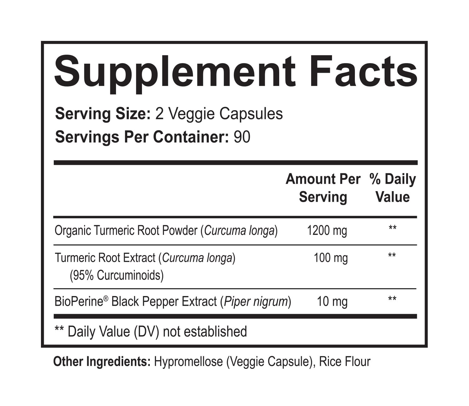 NutriFlair Turmeric Curcumin 180 capsules side view