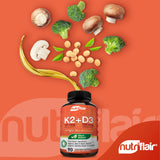 NutriFlair Vitamin D3 + K2 capsules close-up of the bottle