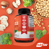 NutriFlair Vitamin D3 + K2 capsules showing contents