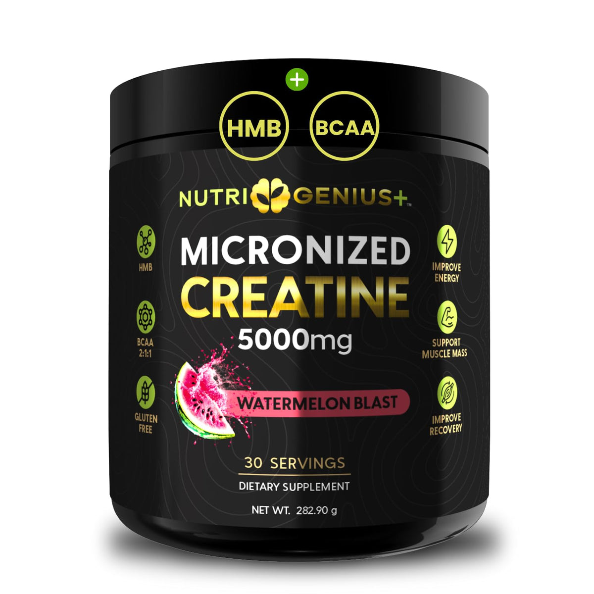 Nutrigenius + Creatine Monohydrate 283g container front view