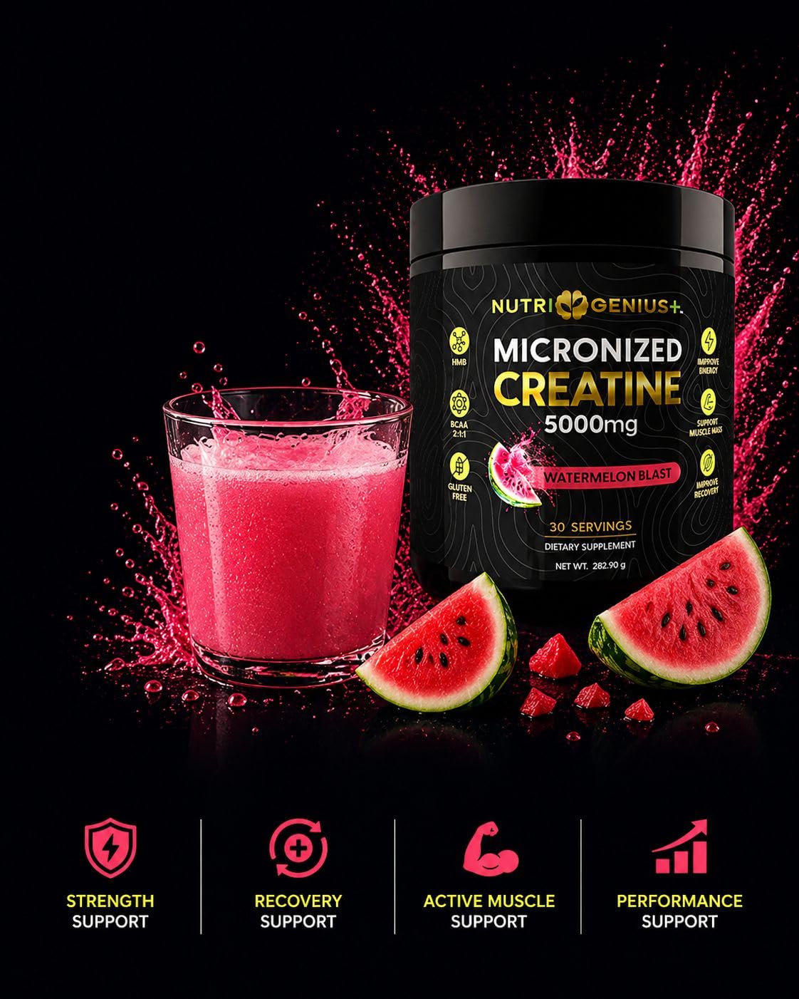 Nutrigenius + Creatine Monohydrate supplement back view