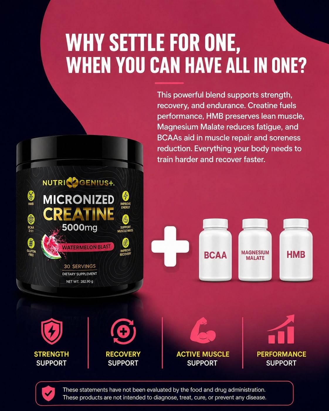 Nutrigenius + Creatine Monohydrate with workout gear
