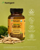 Nutrigent Ashwagandha 600mg KSM-66 Organic Capsules side view