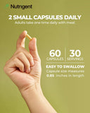 Nutrigent Ashwagandha 600mg KSM-66 Organic Capsules with a measuring spoon