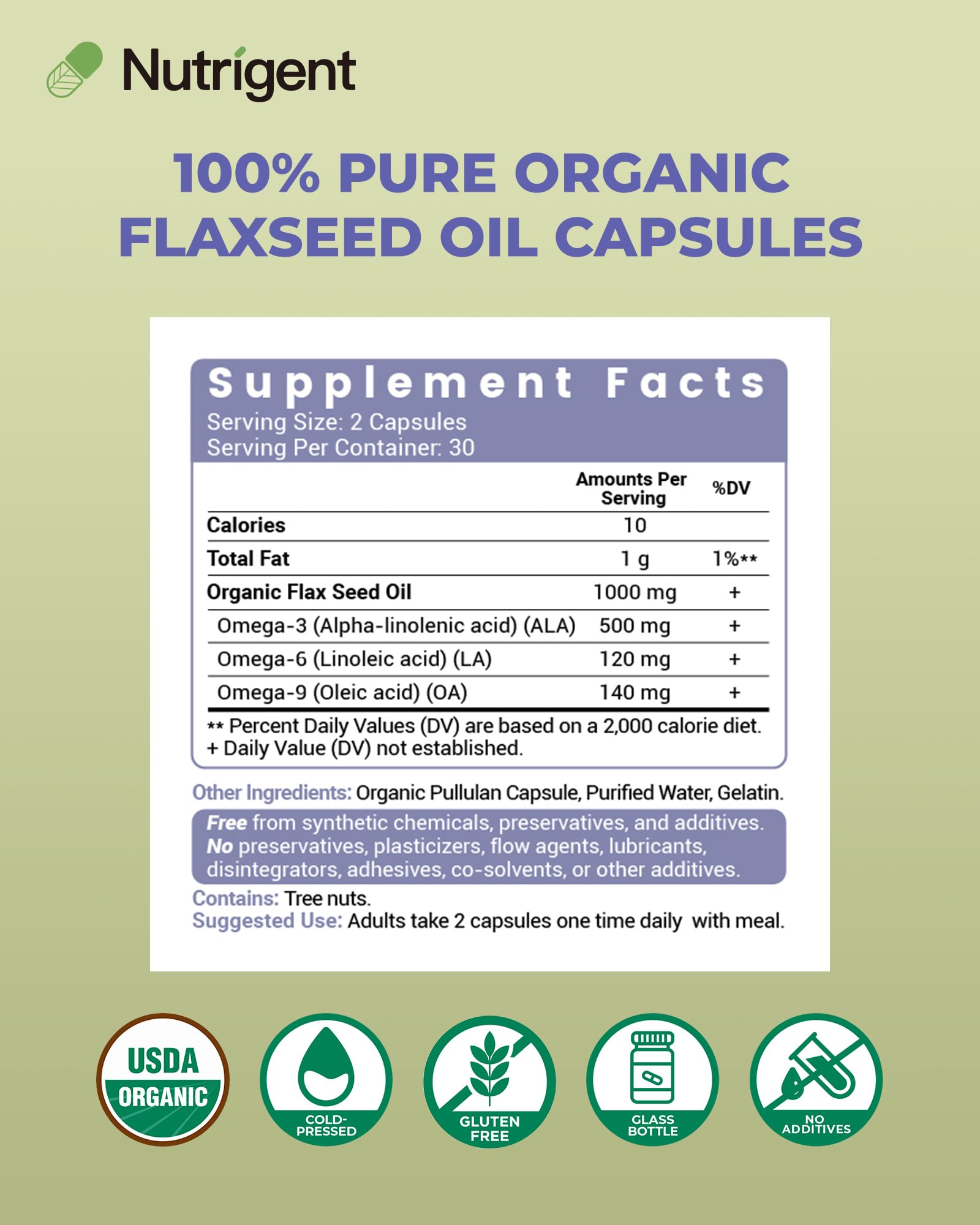 Nutrigent Flaxseed Oil Capsules 500mg packaging