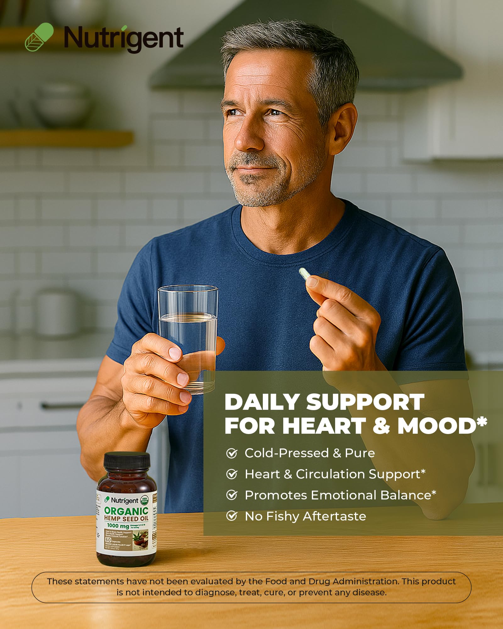 Nutrigent Organic Hemp Seed Oil Capsules opened bottle