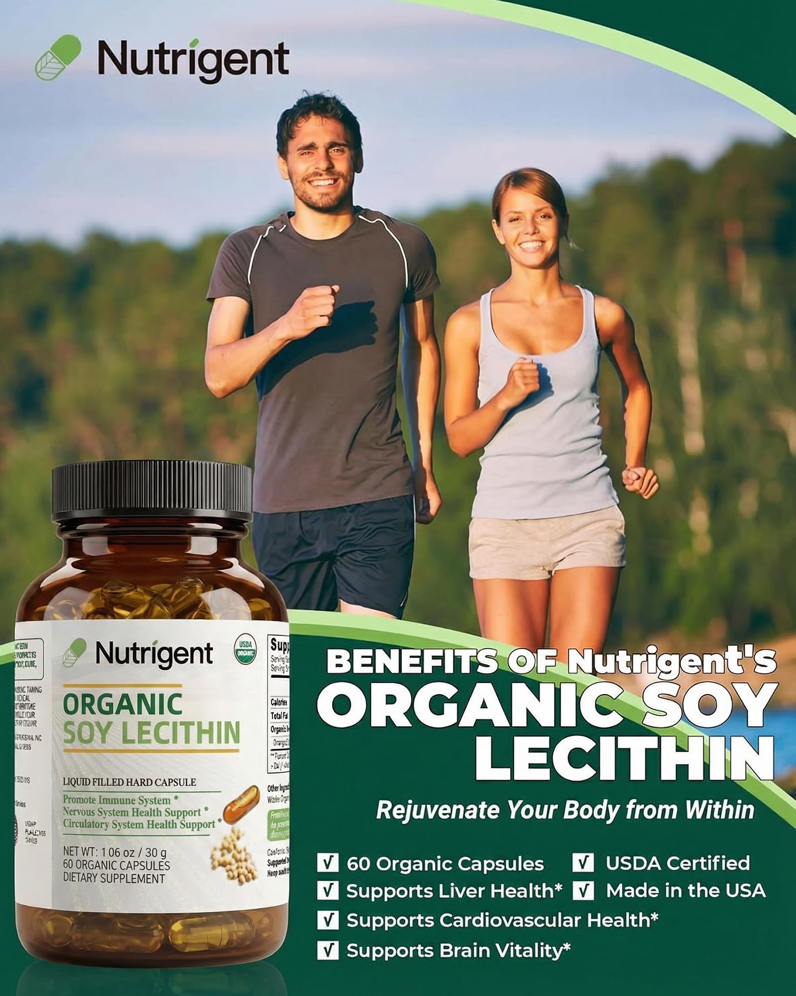 Nutrigent Organic Soy Lecithin Liquid Capsules back view