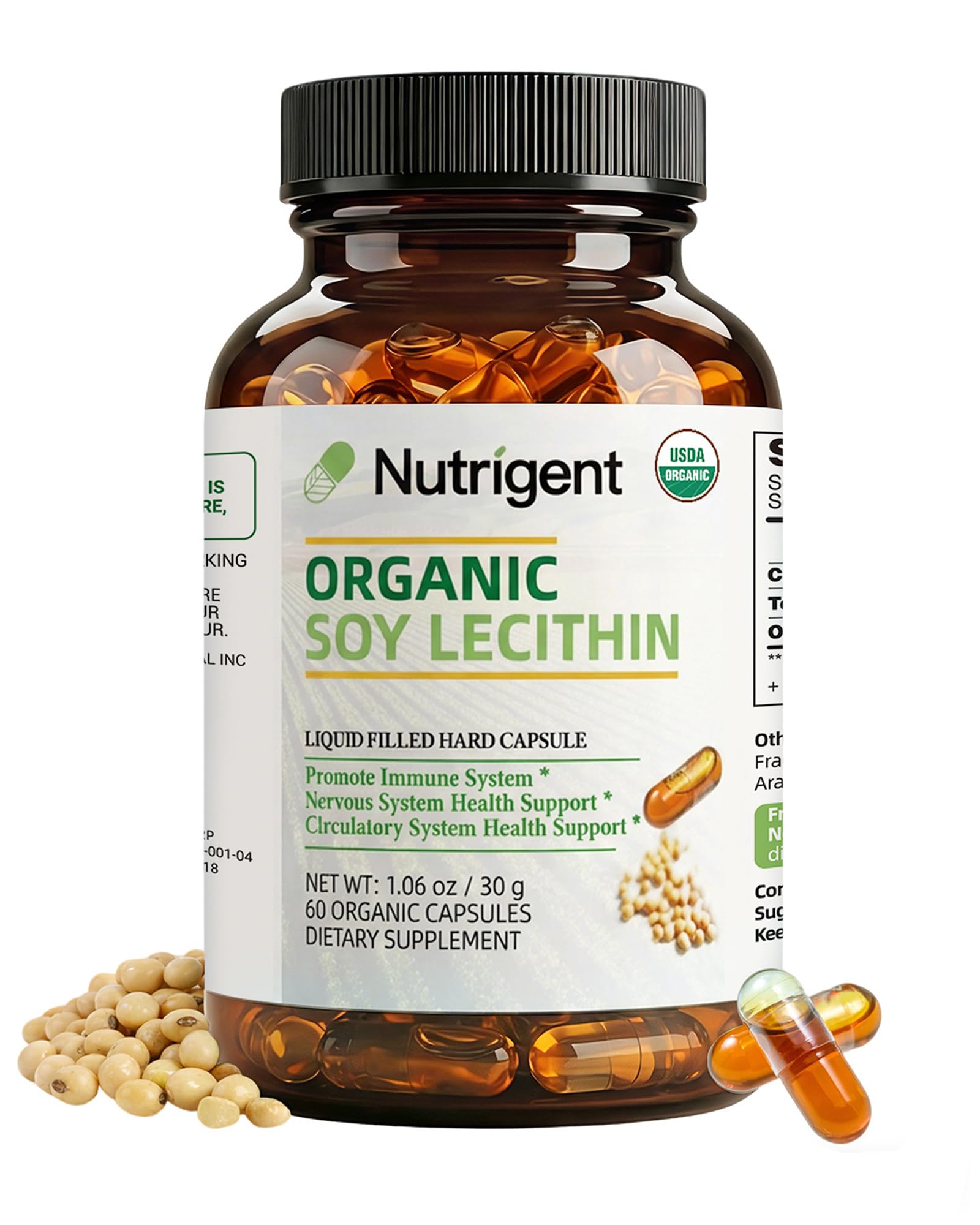 Nutrigent Organic Soy Lecithin Liquid Capsules front view