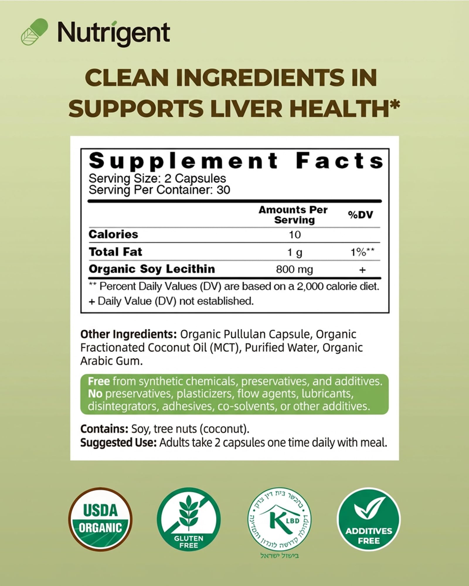 Nutrigent Organic Soy Lecithin Liquid Capsules with measuring spoon
