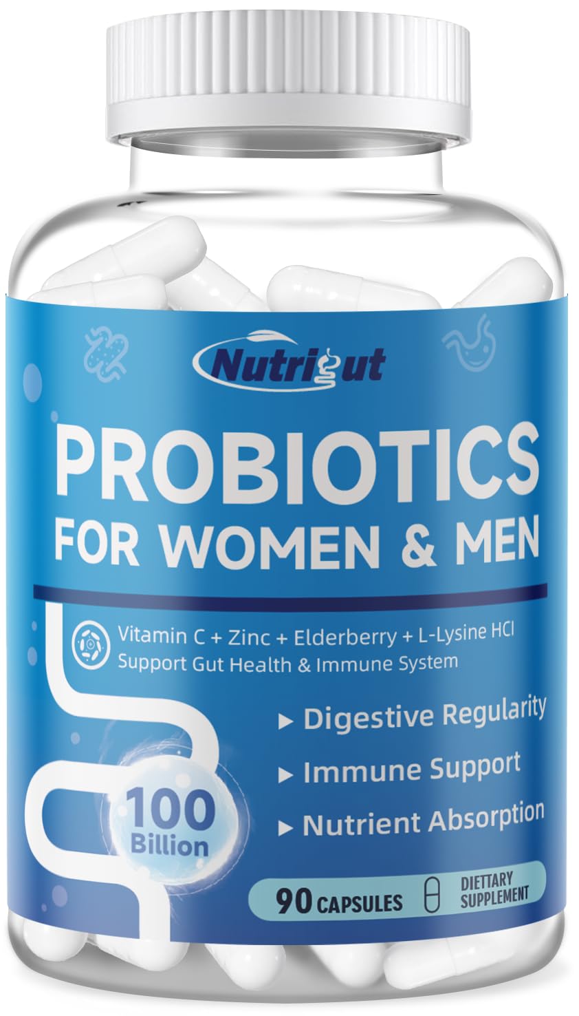 NutriGut Probiotics 100B CFUs vegetarian capsules front view