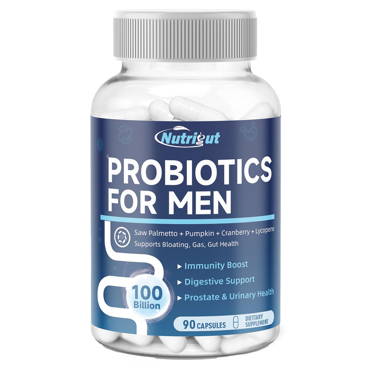 NutriGut Probiotics for Men 100 Billion CFUs front view