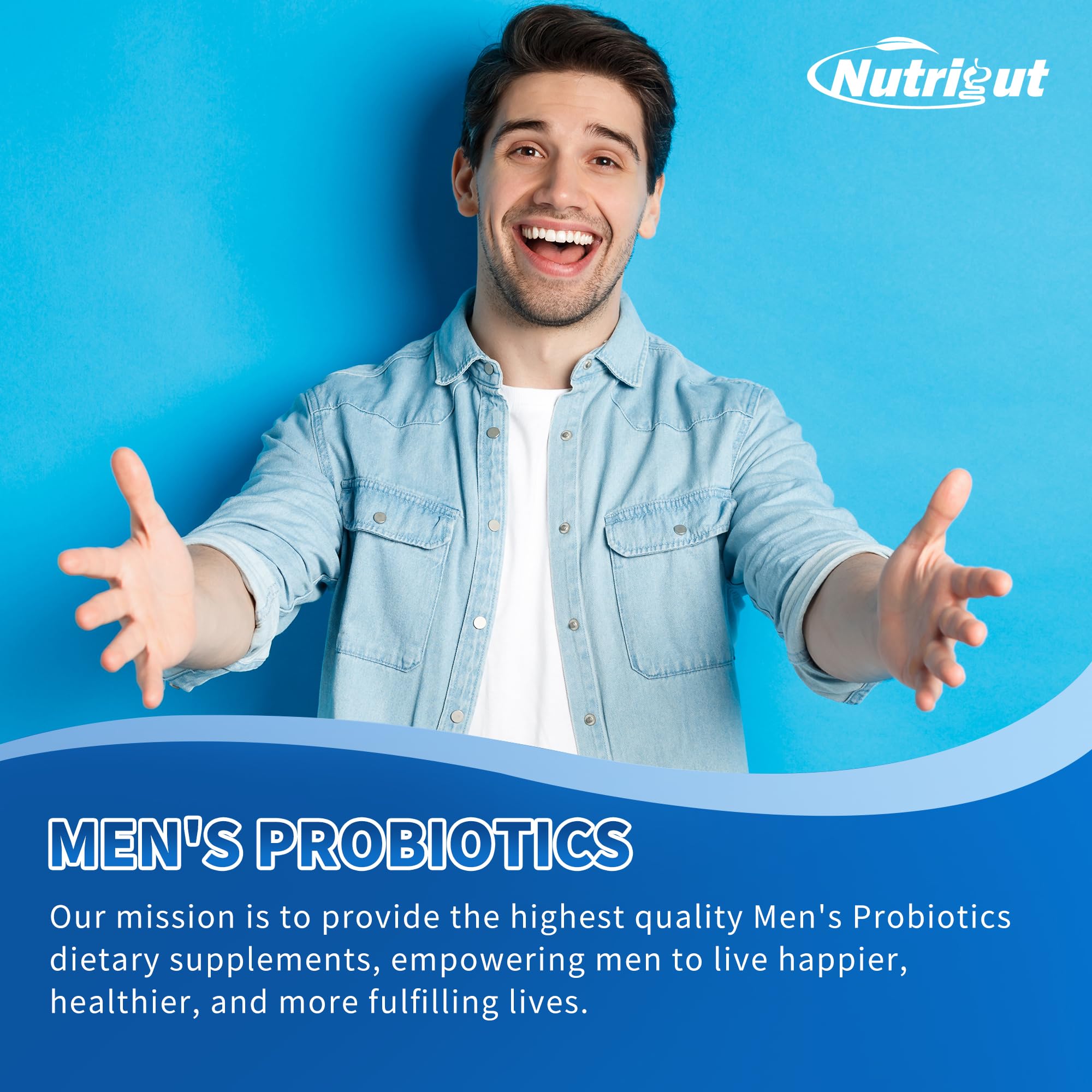 NutriGut Probiotics for Men capsules on a table
