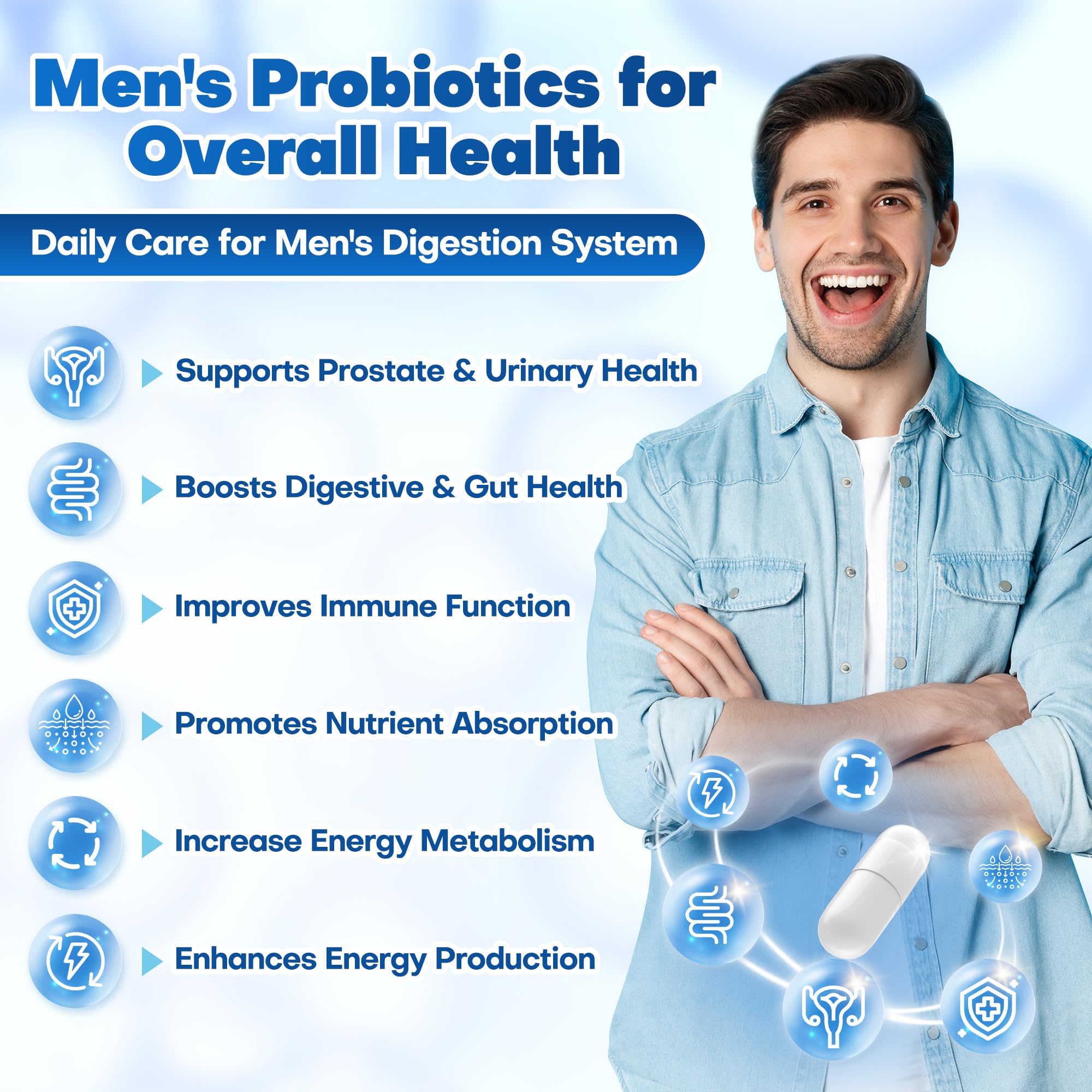 NutriGut Probiotics for Men side view of bottle
