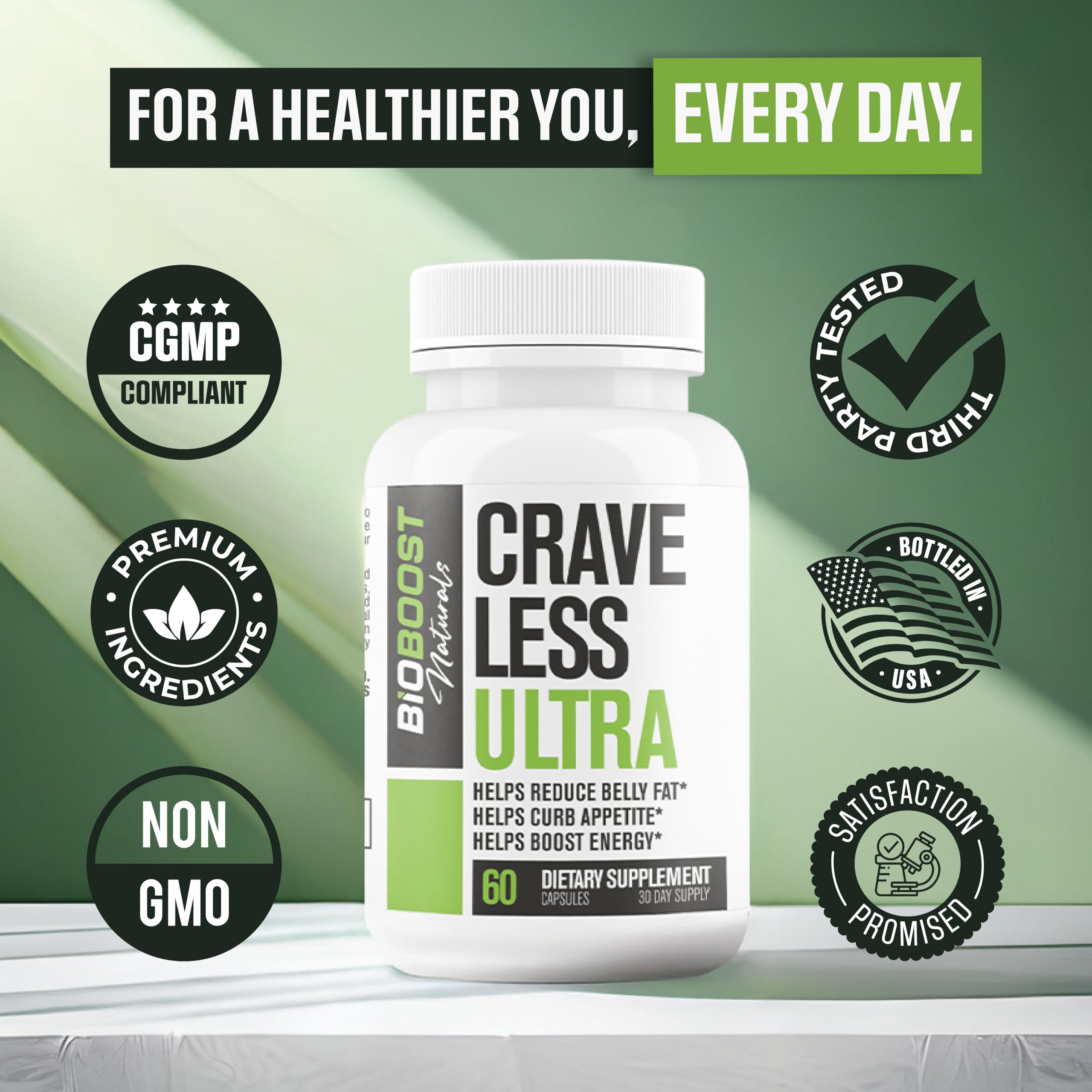 Nutrimend IQ Crave Less Ultra supplement lifestyle scene with healthy snacks