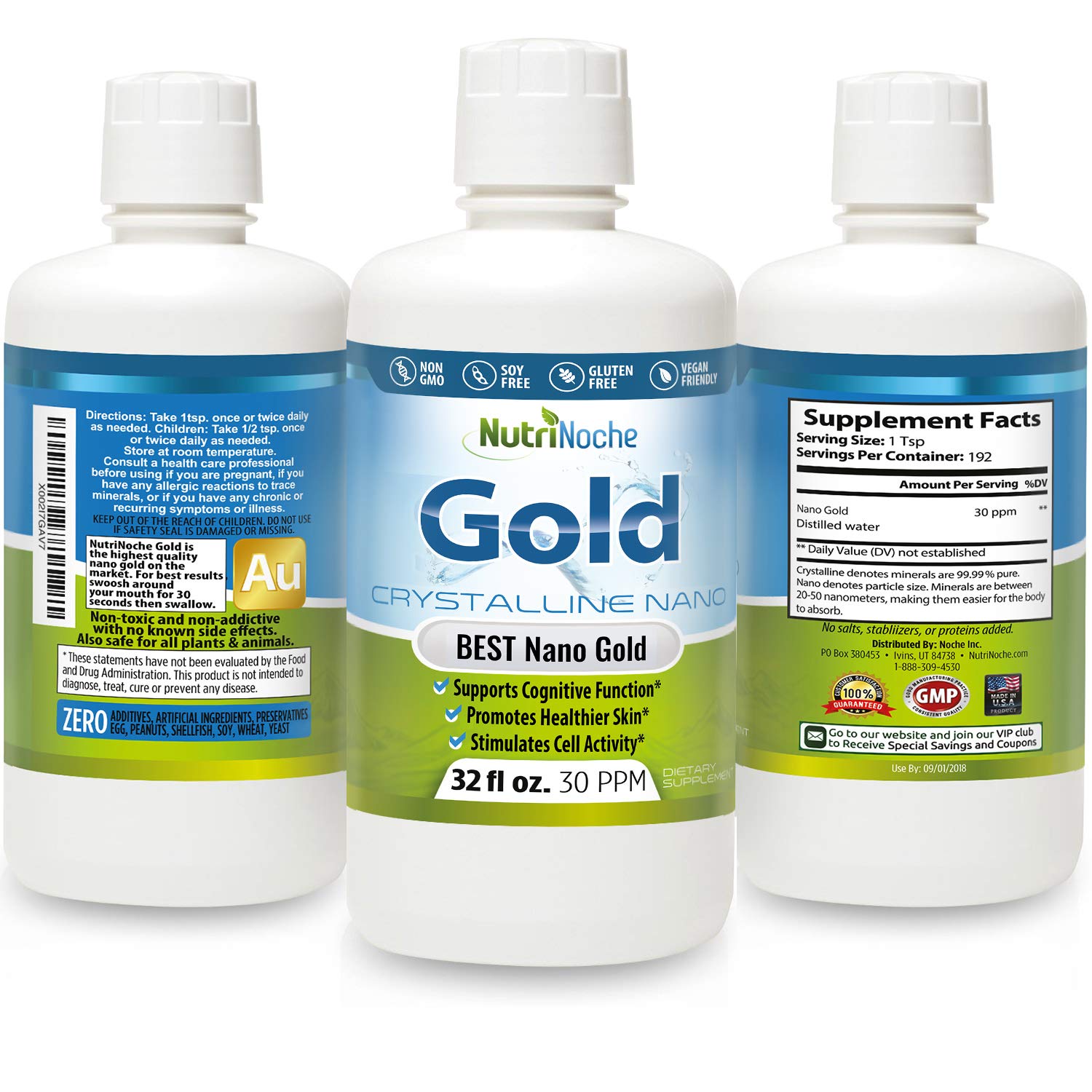 NutriNoche Colloidal Gold Liquid Supplement 1080g with measuring cup