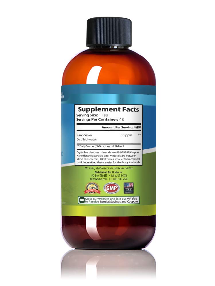 NutriNoche Colloidal Silver Liquid 99.99% Pure with measuring spoon