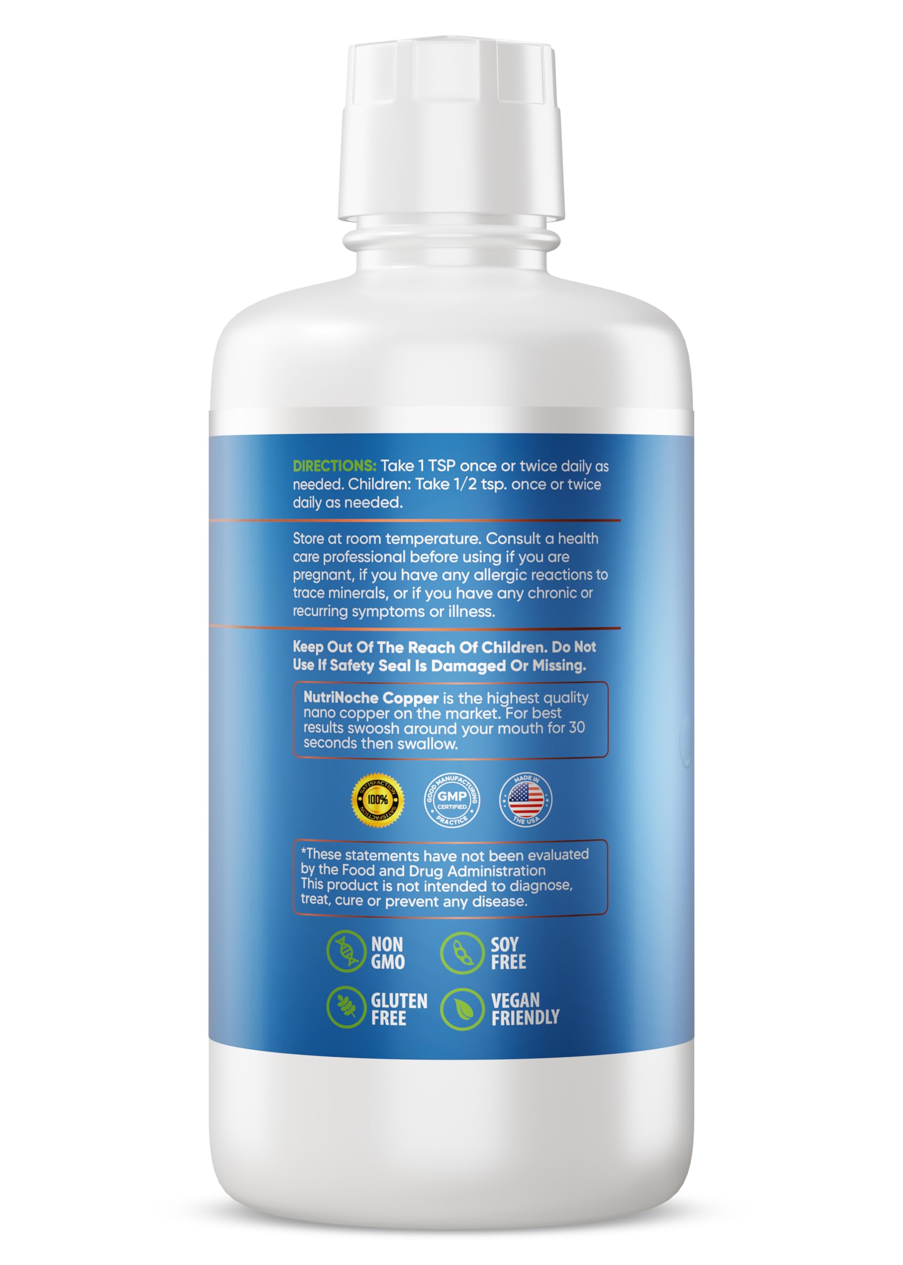 NutriNoche Liquid Colloidal Copper Supplement 1030g label close-up