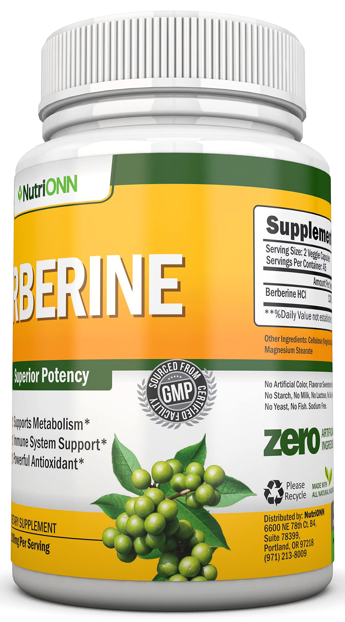 NutriONN Berberine HCl 1200mg with measuring spoon