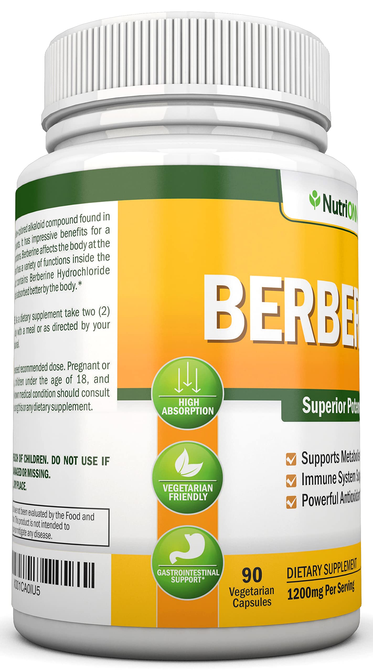 NutriONN Berberine HCl capsules on a wooden table