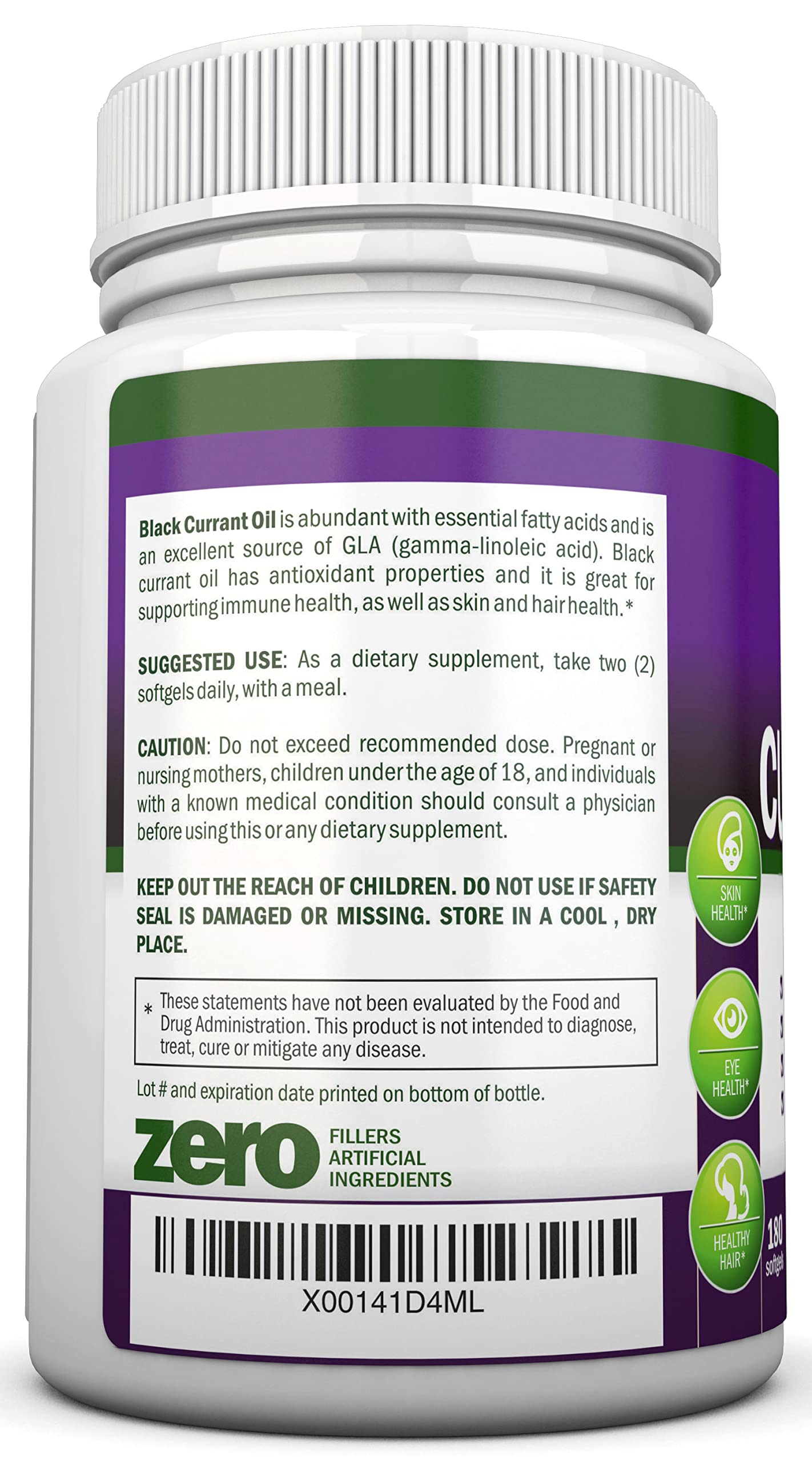 NutriONN Black Currant Oil softgels side view showing capsule