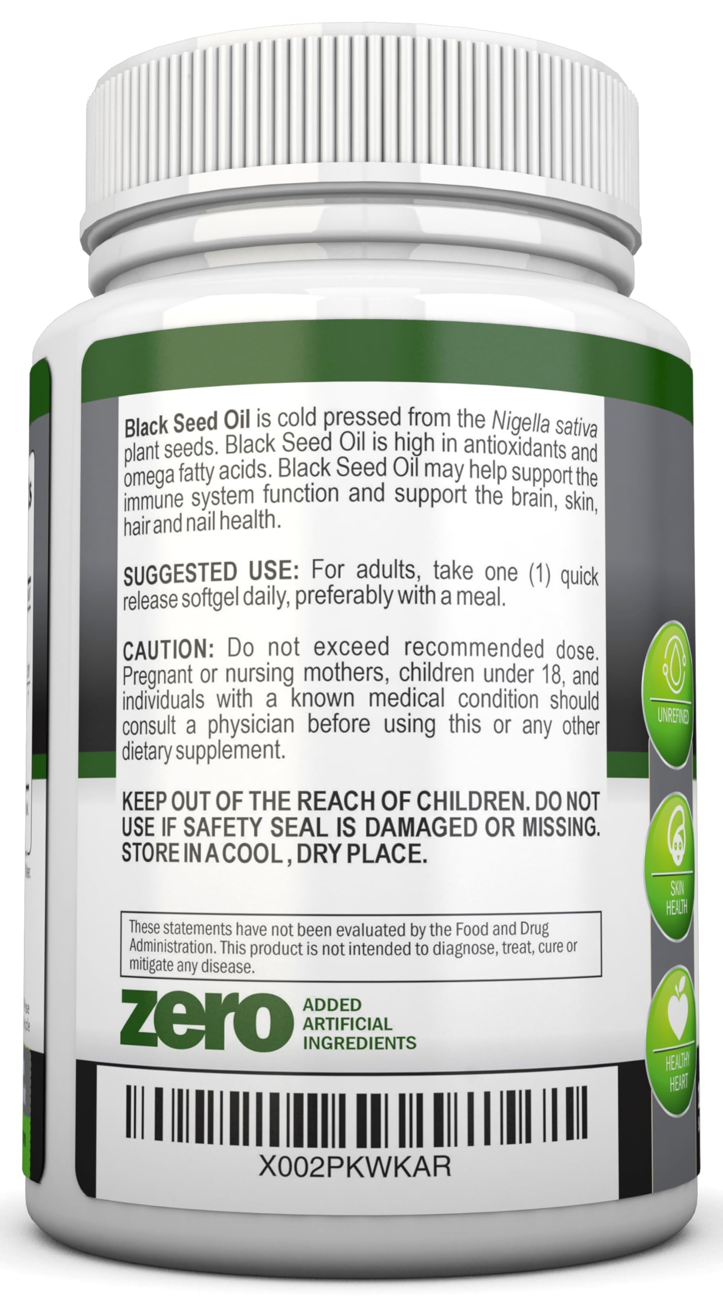NutriONN Black Seed Oil 28g ingredients list
