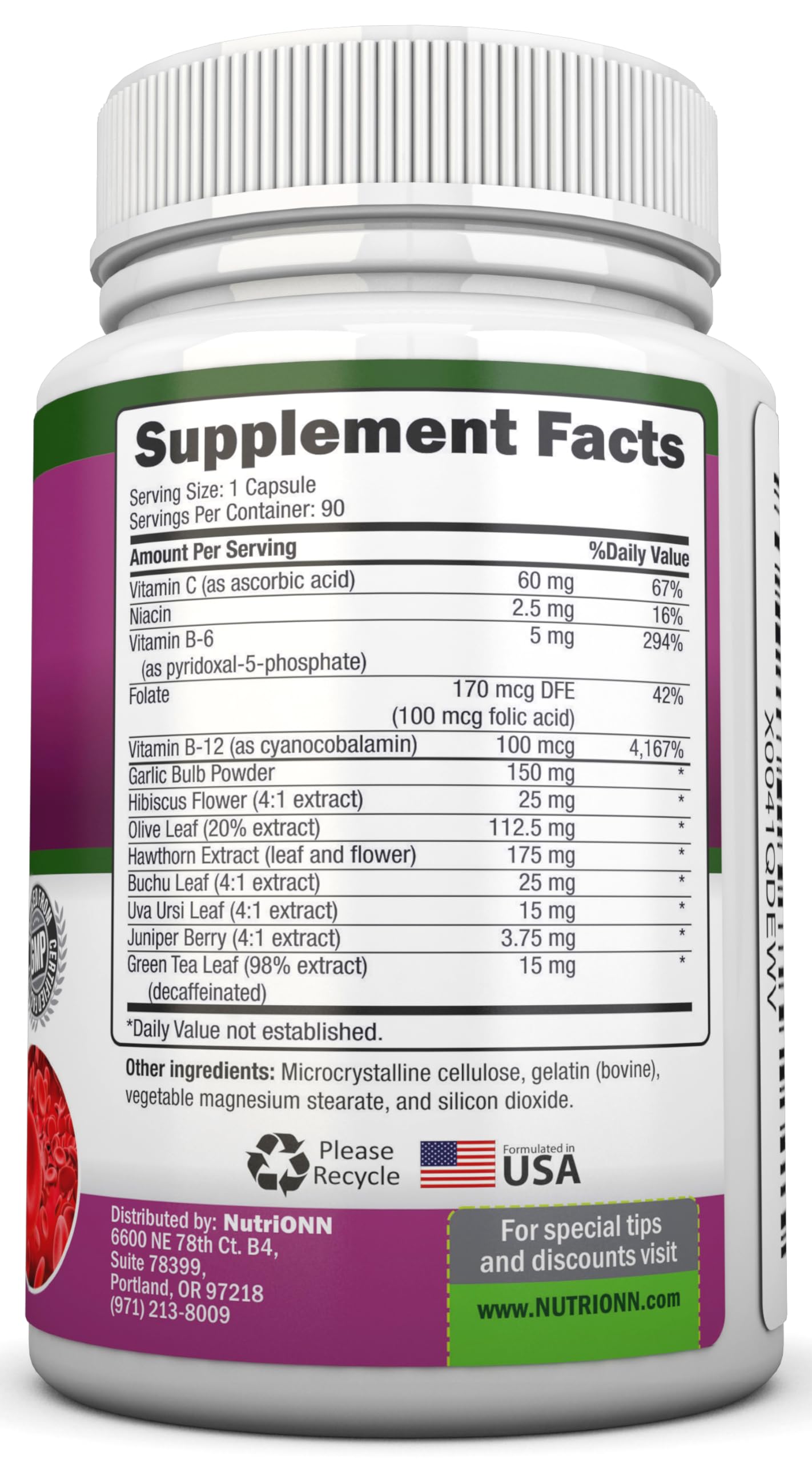NutriONN Blood Pressure Support Supplement side view