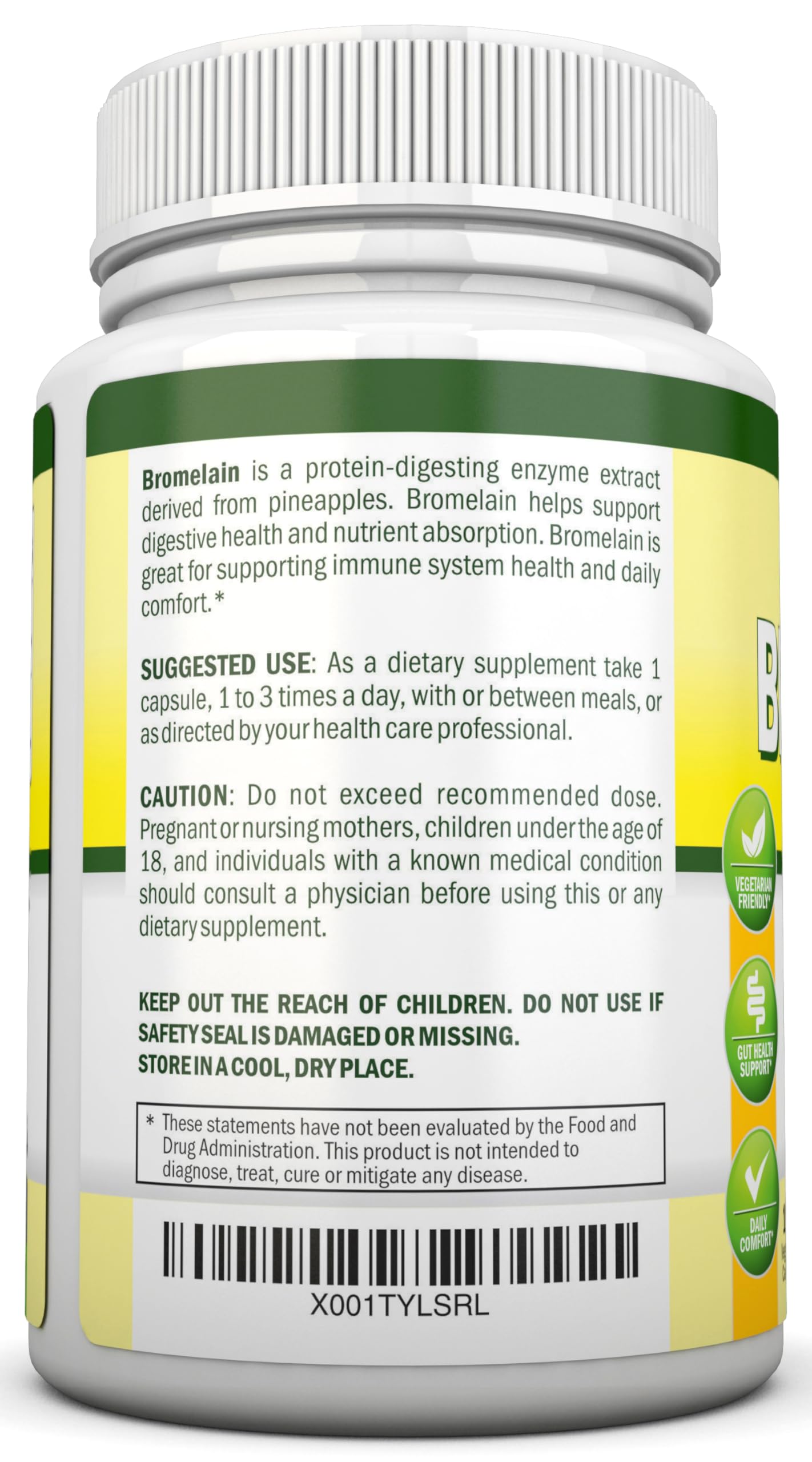 NutriONN Bromelain 500mg bottle with capsules