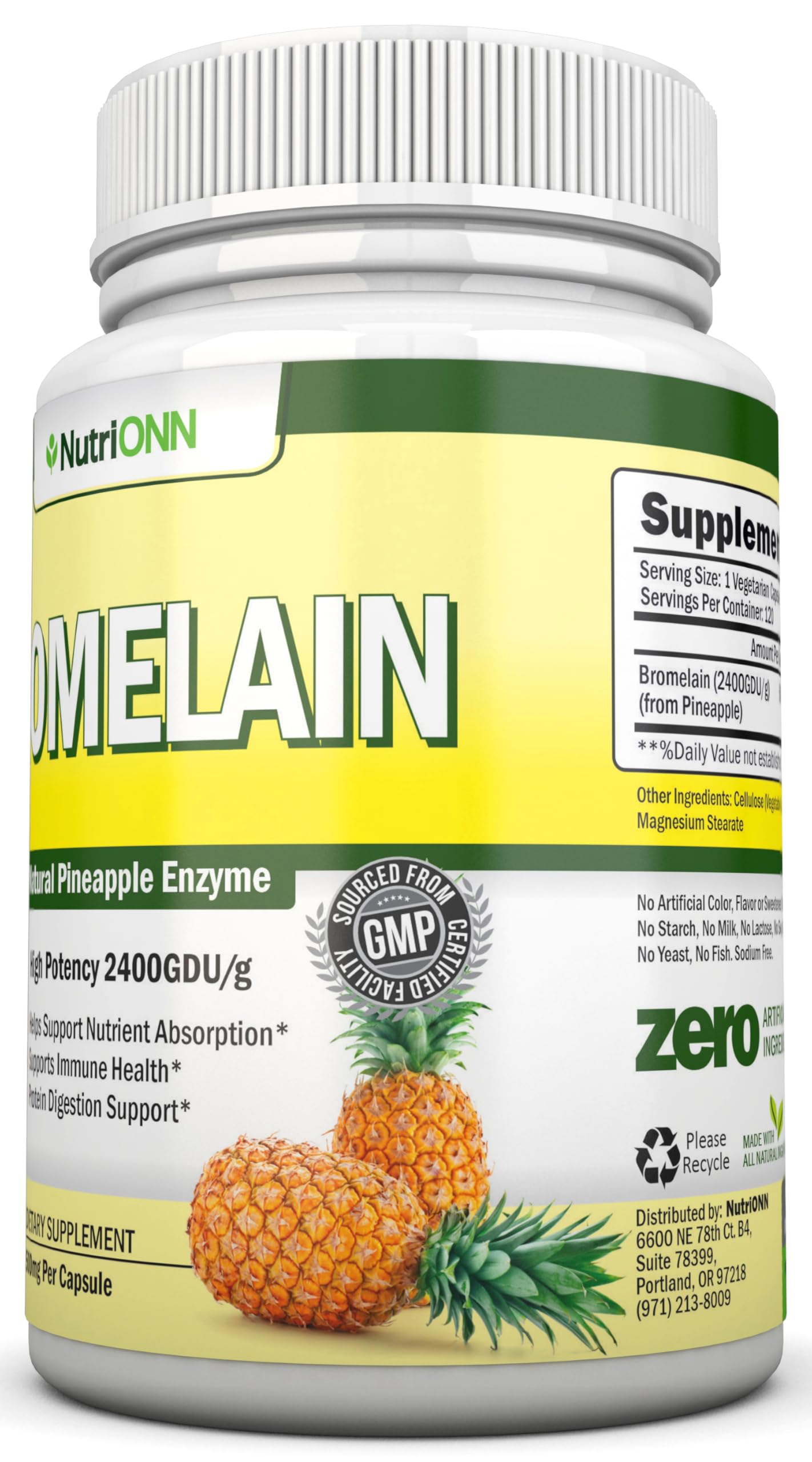 NutriONN Bromelain capsules on a wooden surface