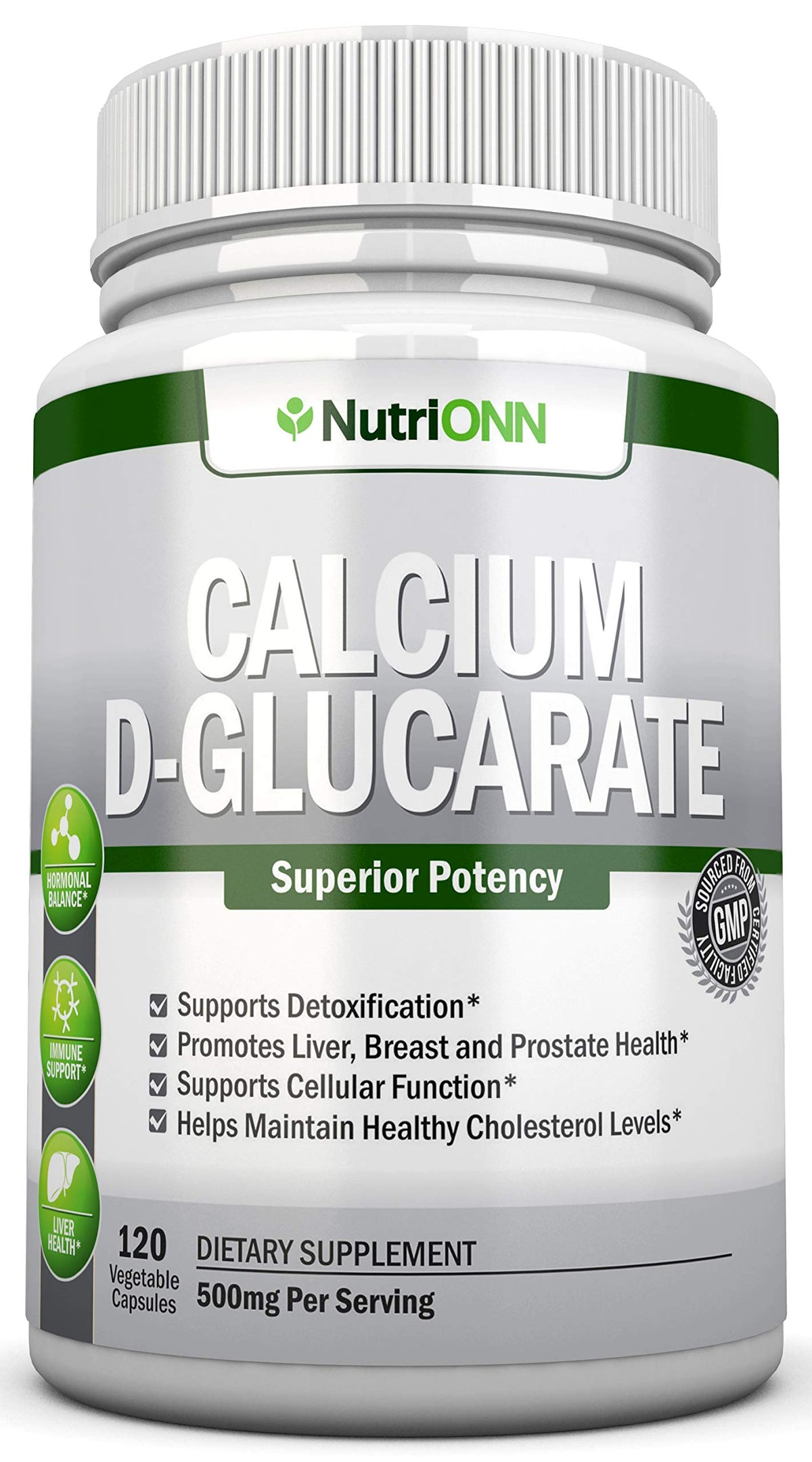 NutriONN Calcium D-Glucarate 500mg capsules front view