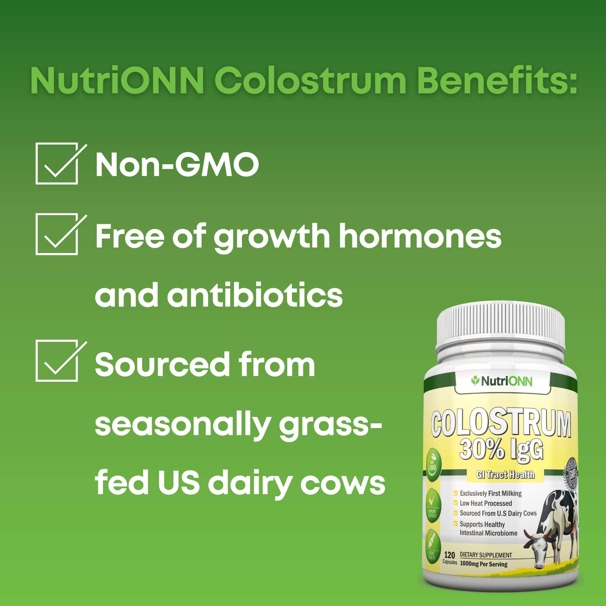 NutriONN Colostrum 100g packaging with a natural background