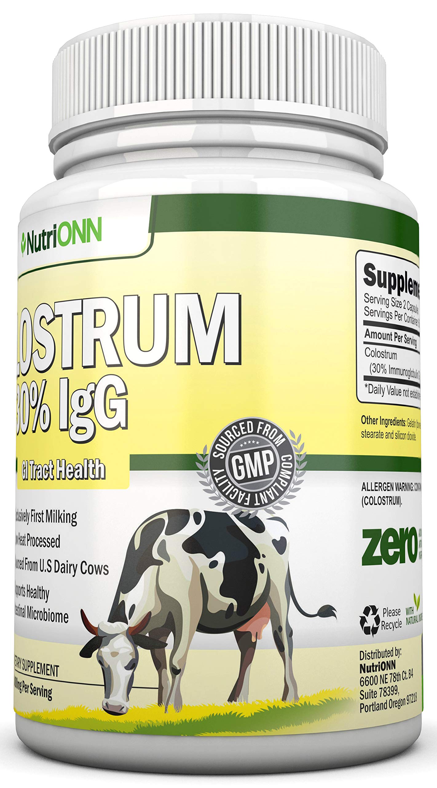NutriONN Colostrum 100g product displayed on a kitchen counter