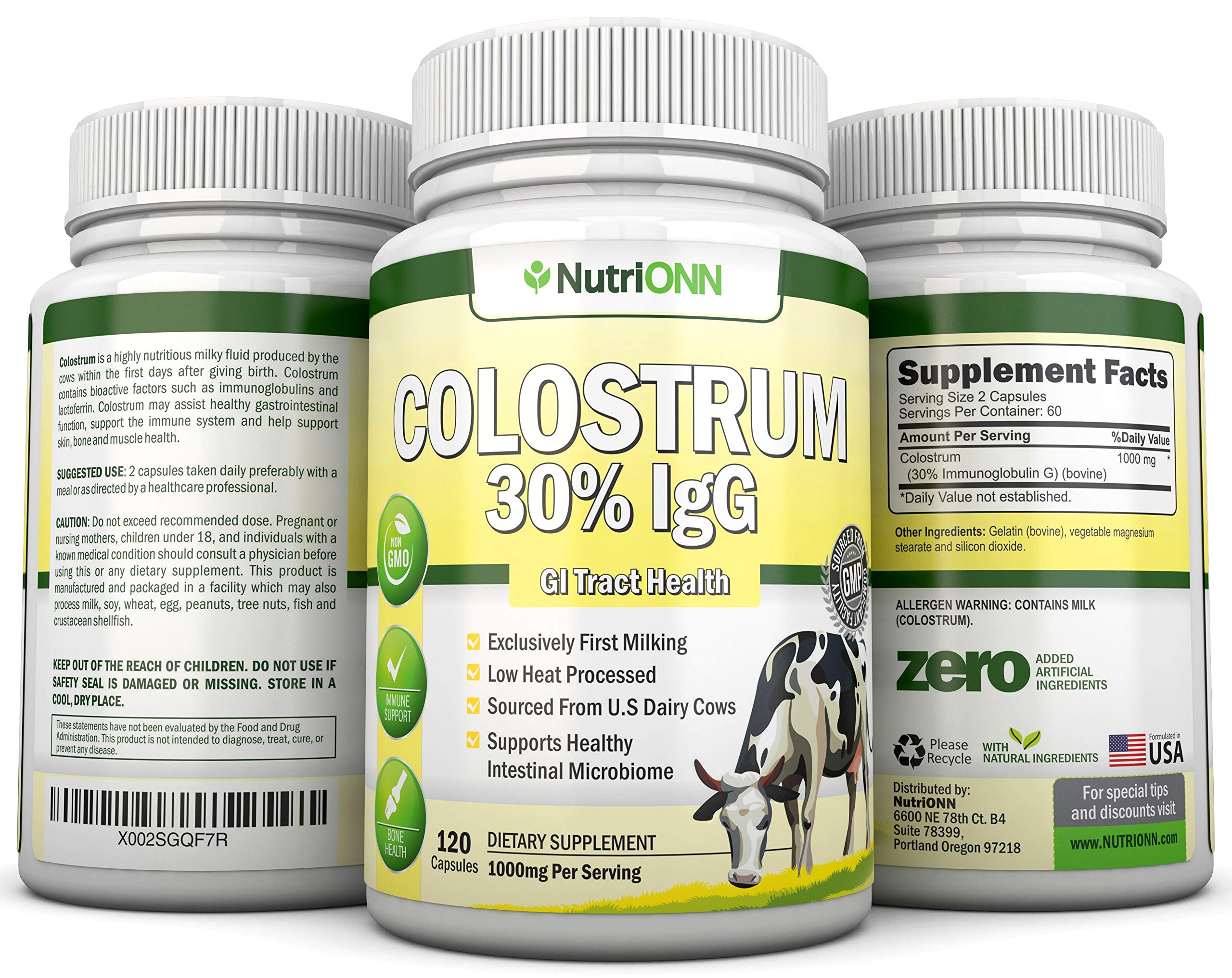 NutriONN Colostrum 100g with a glass of water