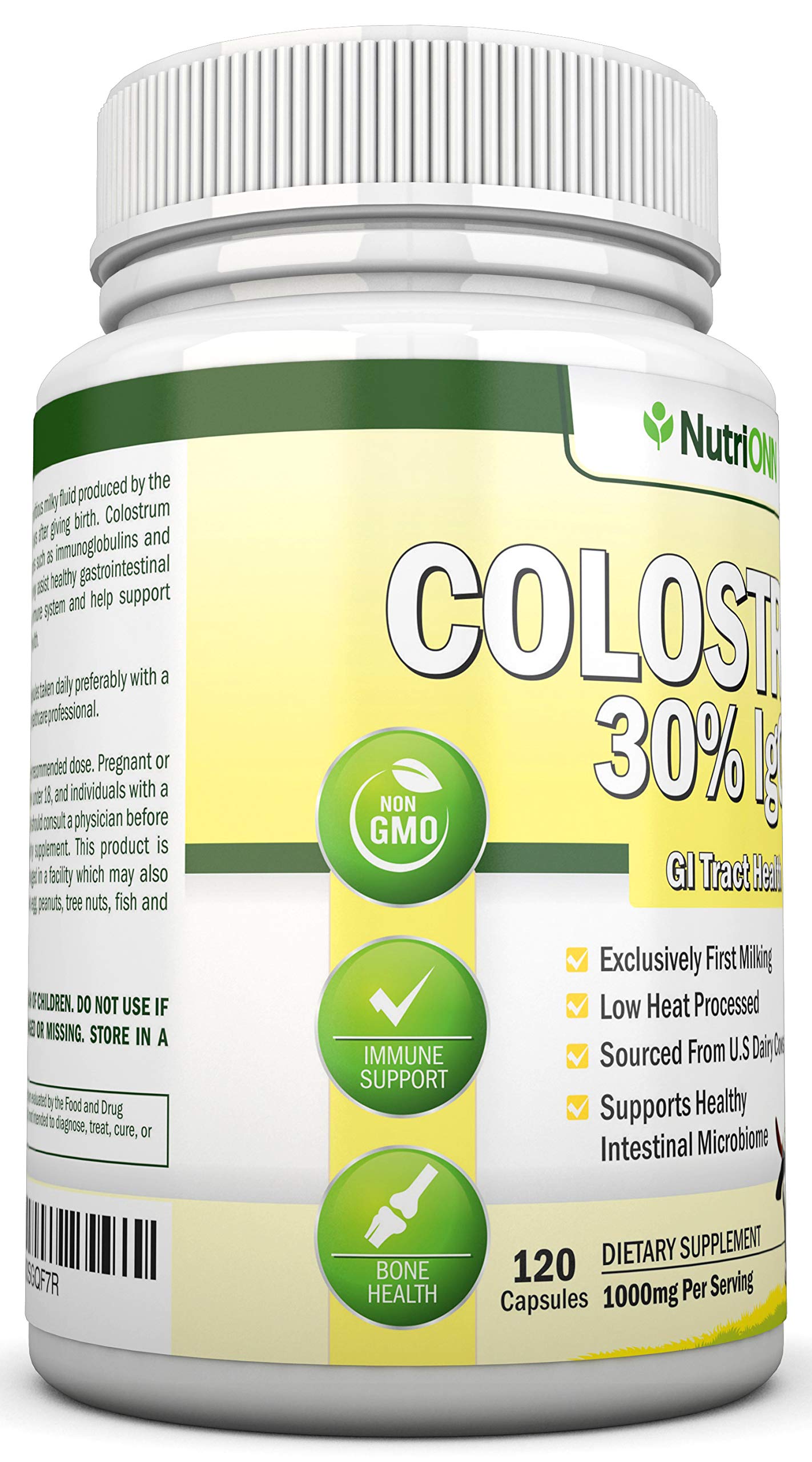 NutriONN Colostrum 100g with a measuring scoop