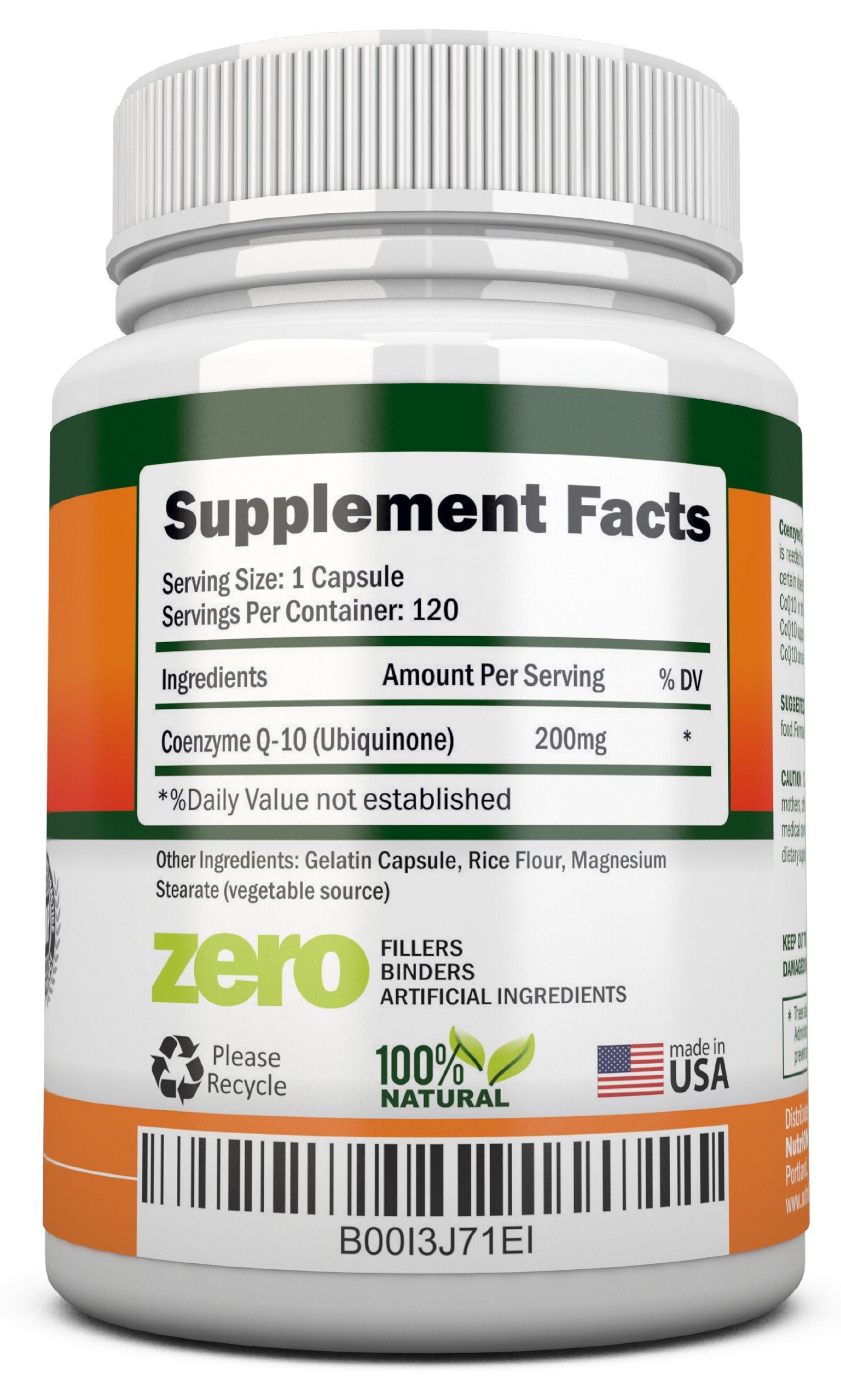 NutriONN CoQ10 Extra Strength 200mg 120 Capsules back view