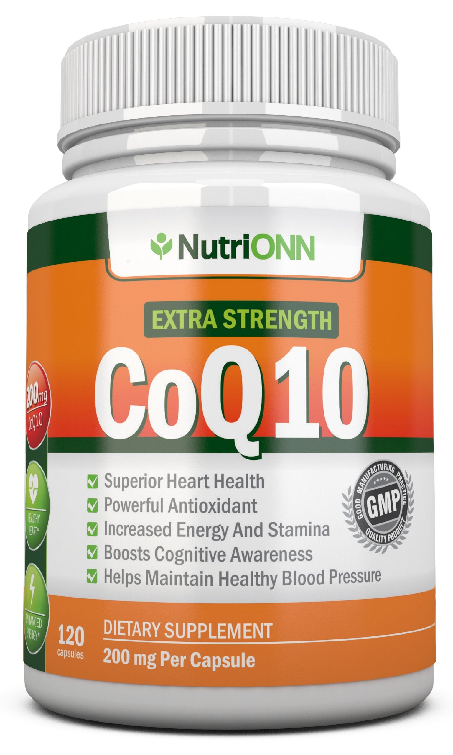 NutriONN CoQ10 Extra Strength 200mg 120 Capsules front view