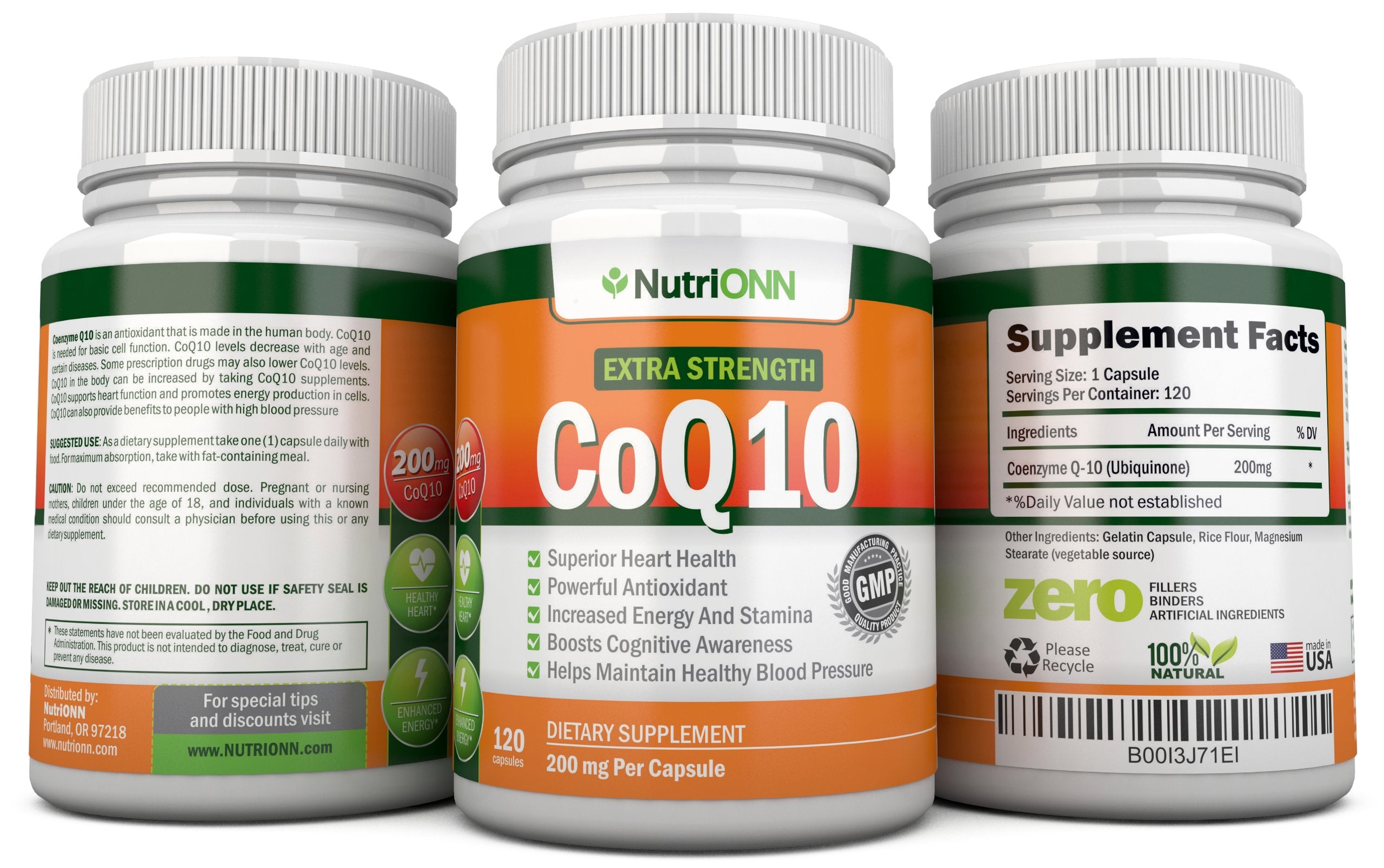 NutriONN CoQ10 Extra Strength 200mg capsule close-up