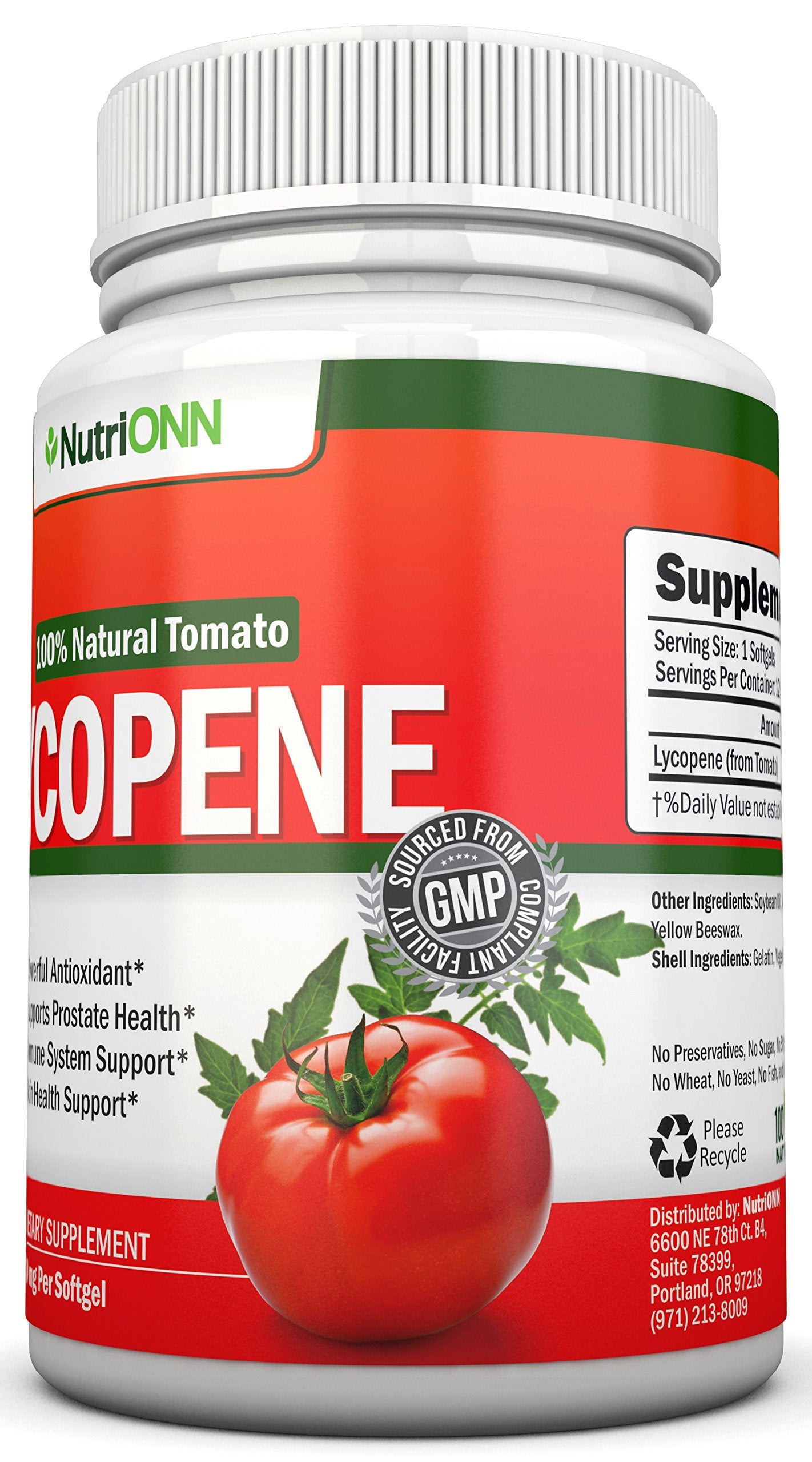 NutriONN Lycopene Antioxidant Supplement ingredients list