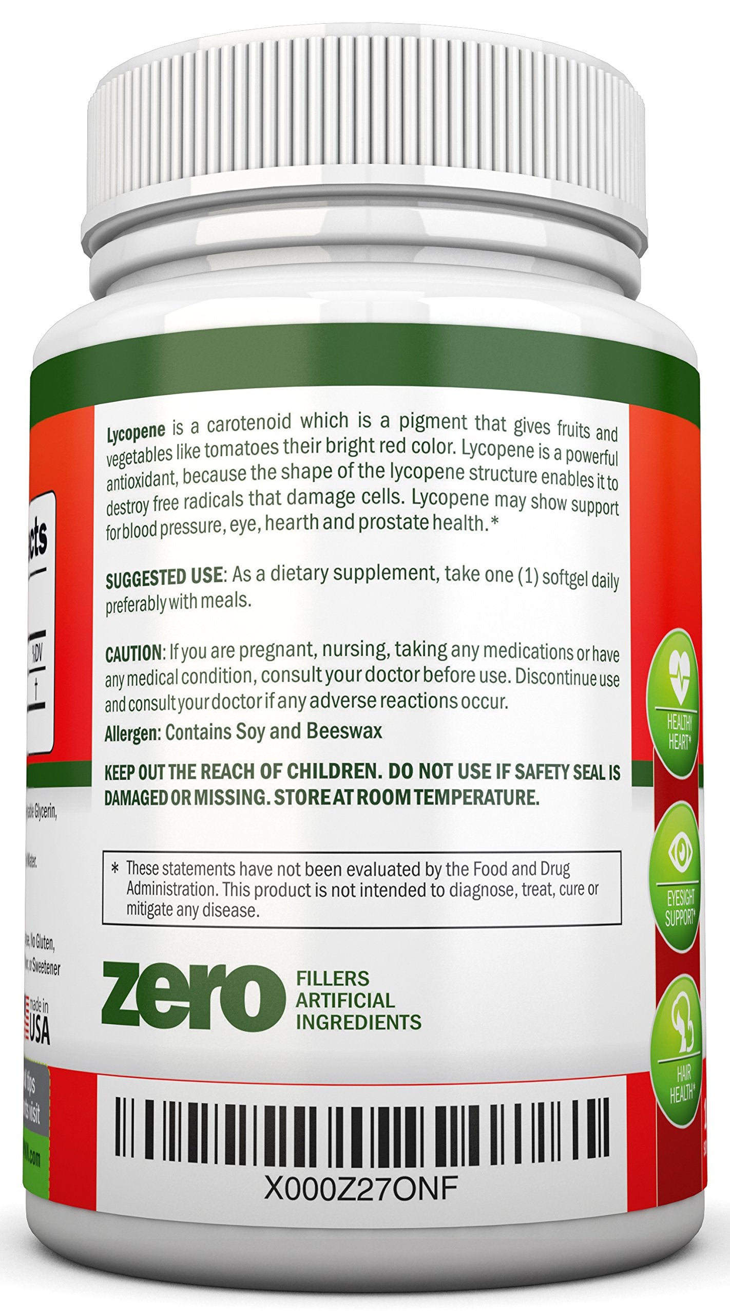 NutriONN Lycopene Antioxidant Supplement label close-up