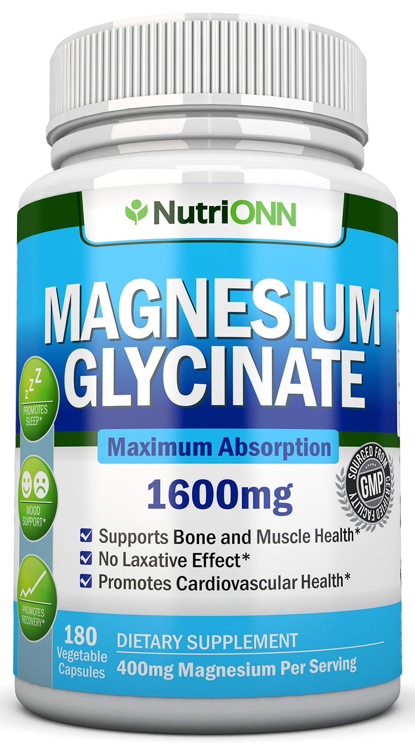 NutriONN Magnesium Glycinate 1600mg 90 Capsules front view