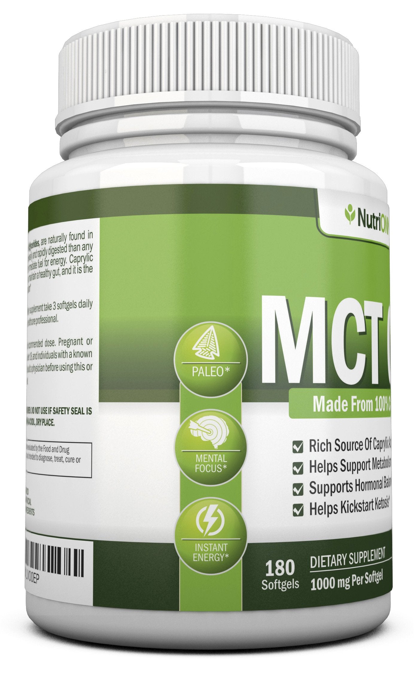 NutriONN MCT Oil Softgels on a wooden table