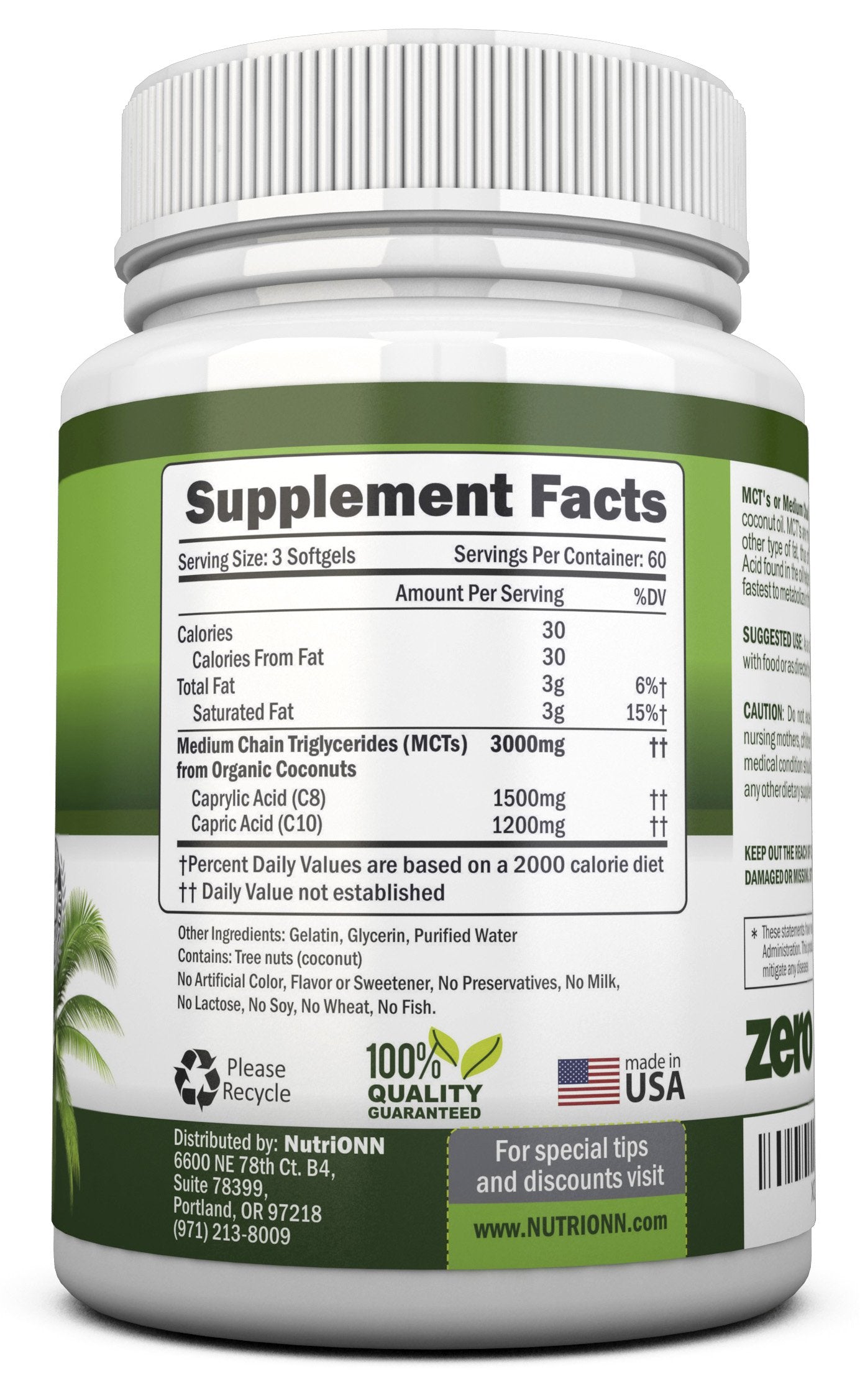 NutriONN MCT Oil Softgels showing capsules