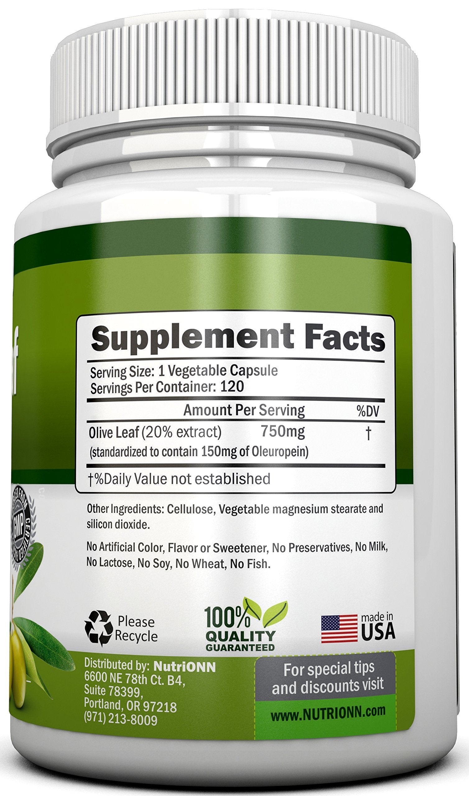 NutriONN Olive Leaf Extract capsules close-up