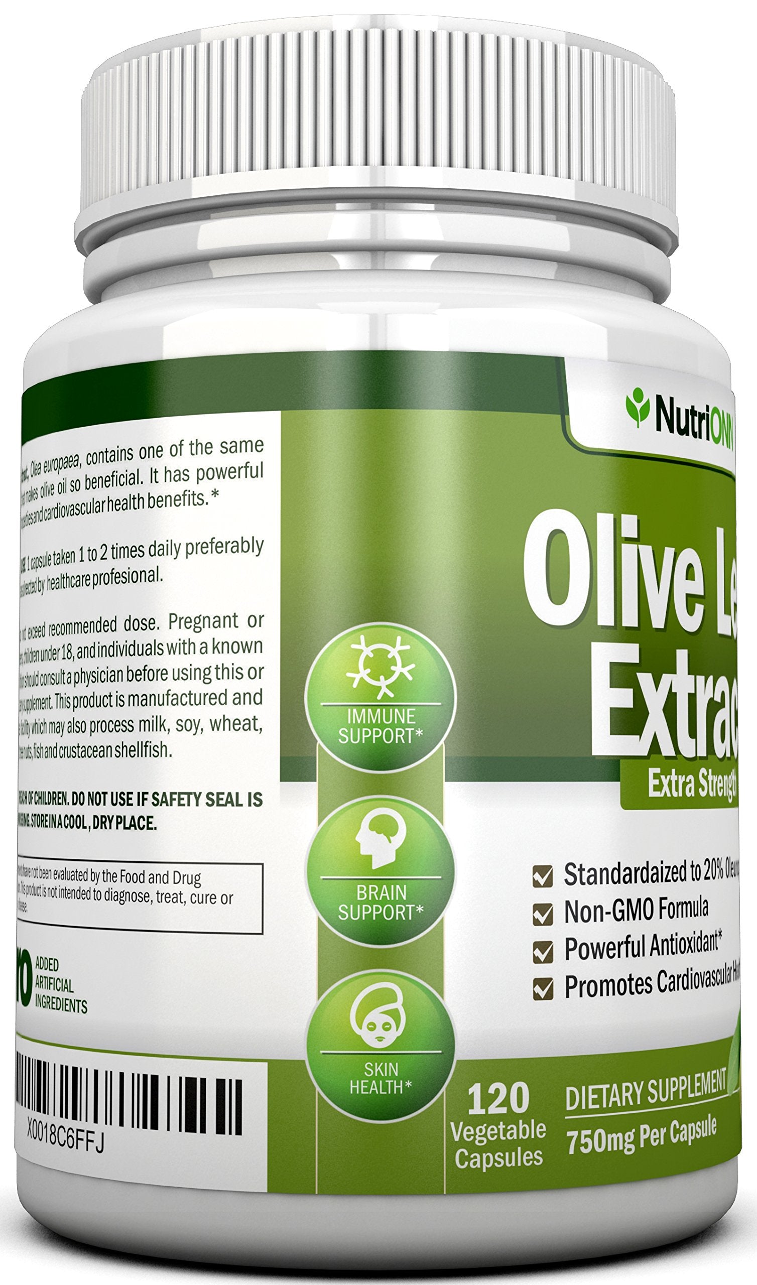NutriONN Olive Leaf Extract capsules in a hand