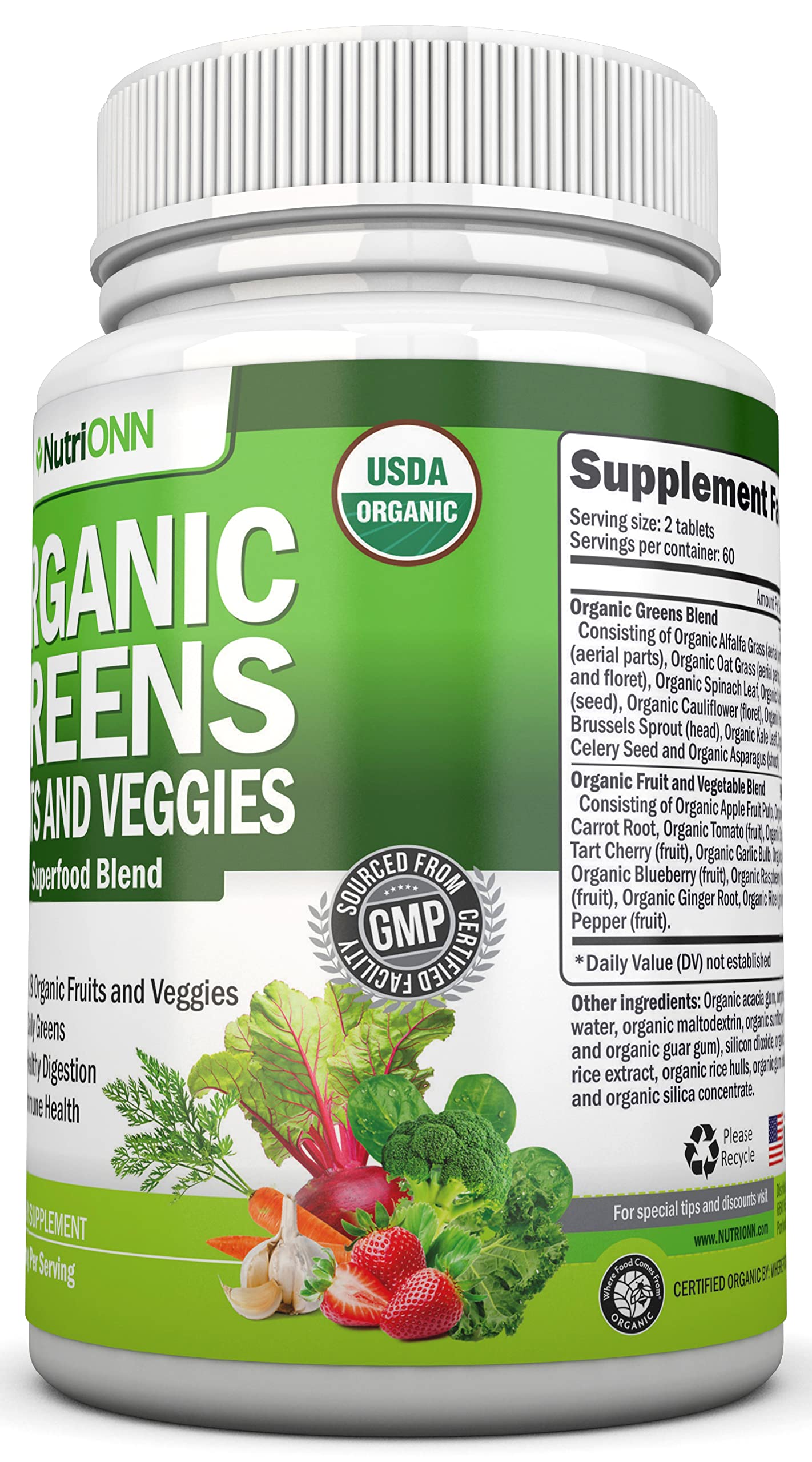 NutriONN Organic Superfood Blend back view packaging