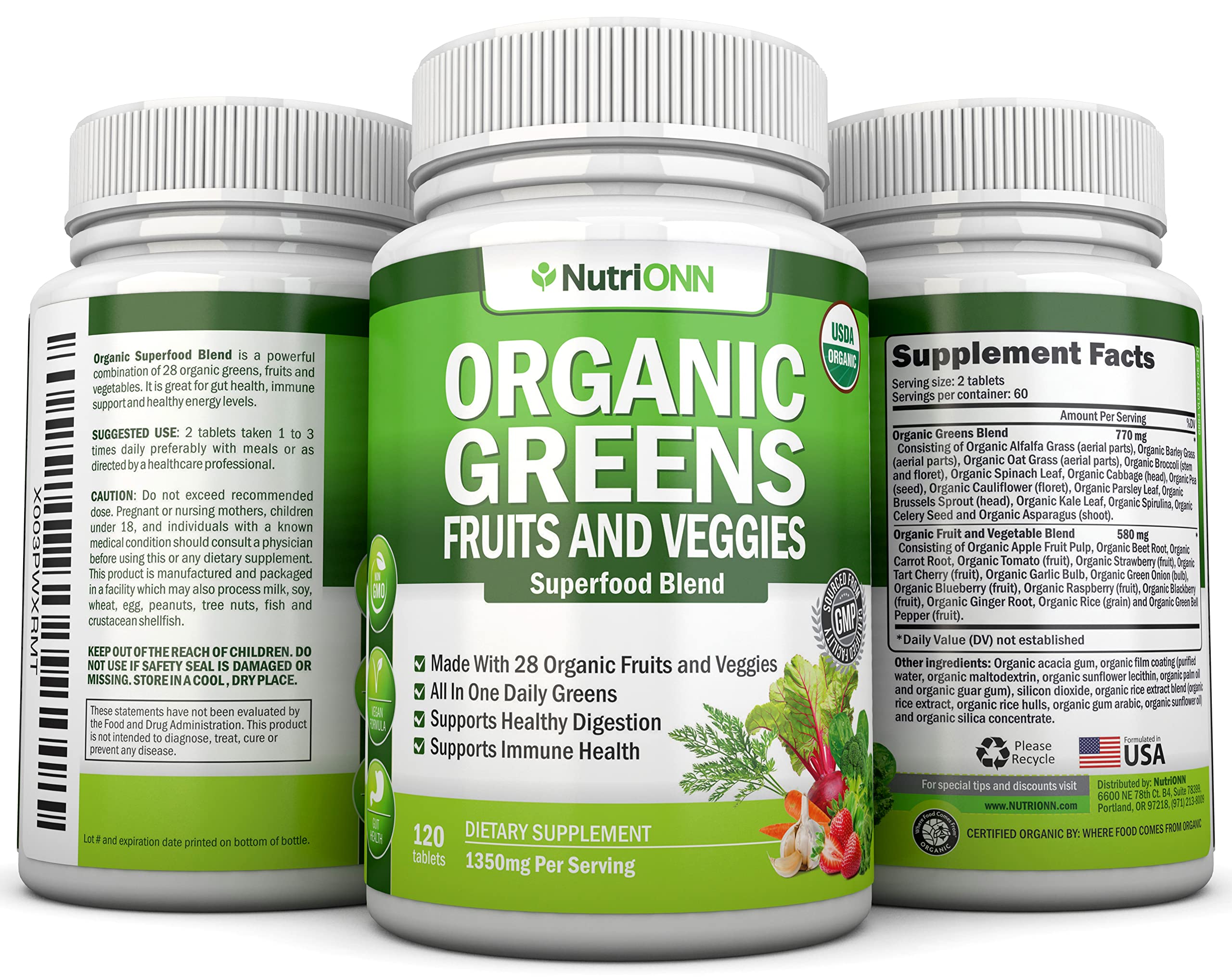 NutriONN Organic Superfood Blend close-up of organic ingredients