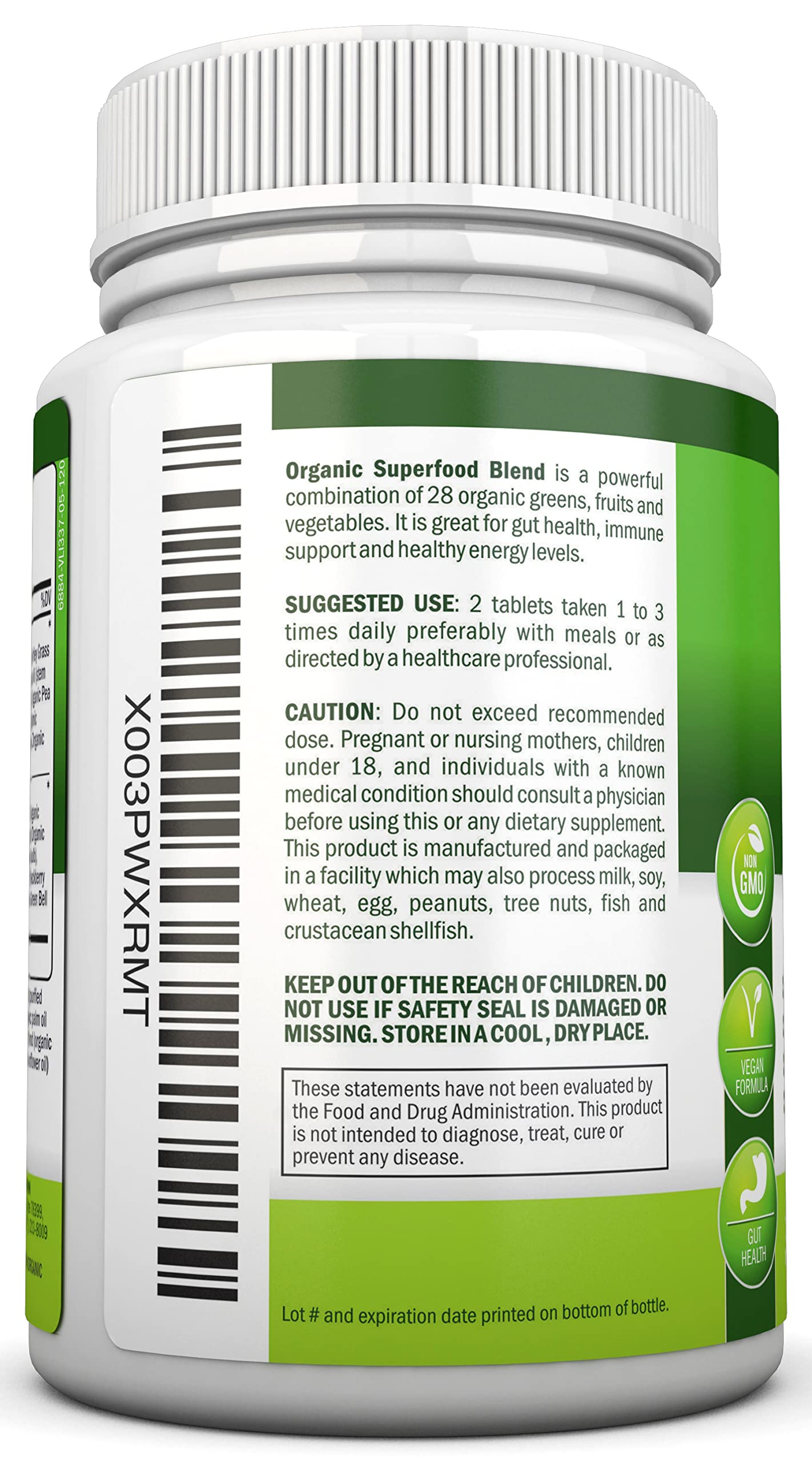 NutriONN Organic Superfood Blend showing scoop and powder