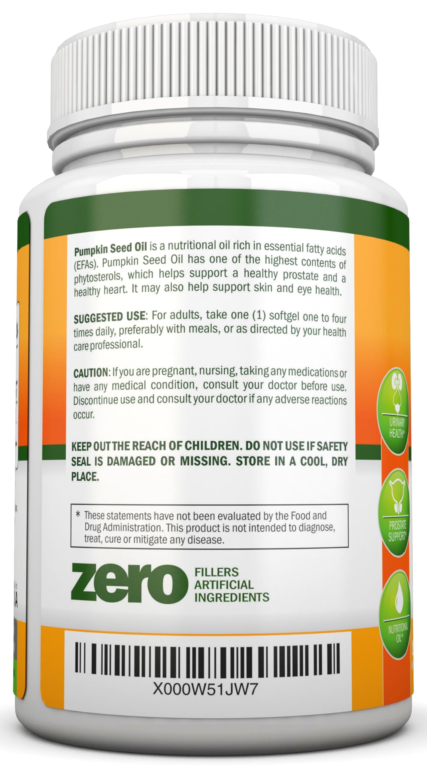 NutriONN Pumpkin Seed Oil Capsules with dosage information