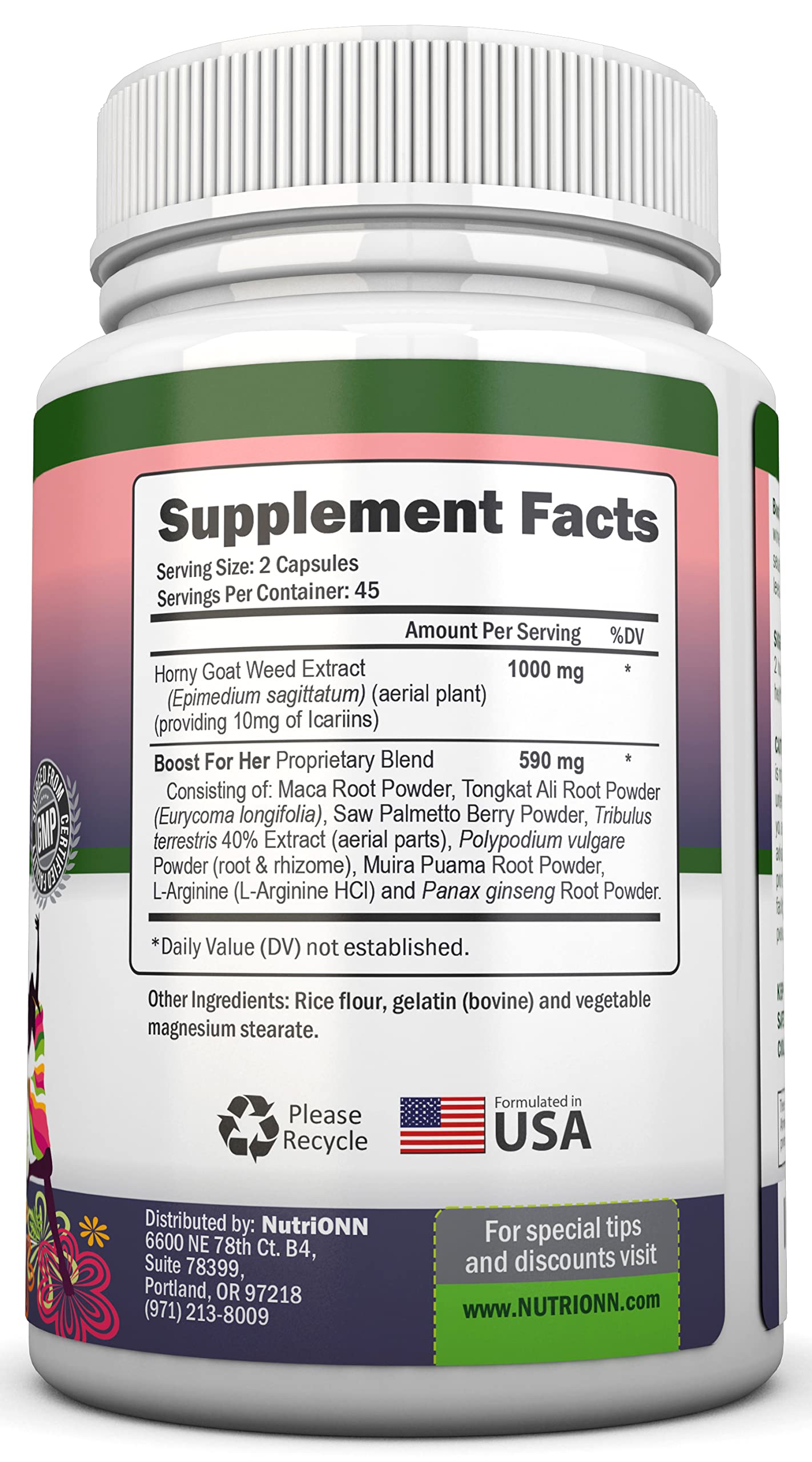 NutriONN support For Her herbal supplement side view